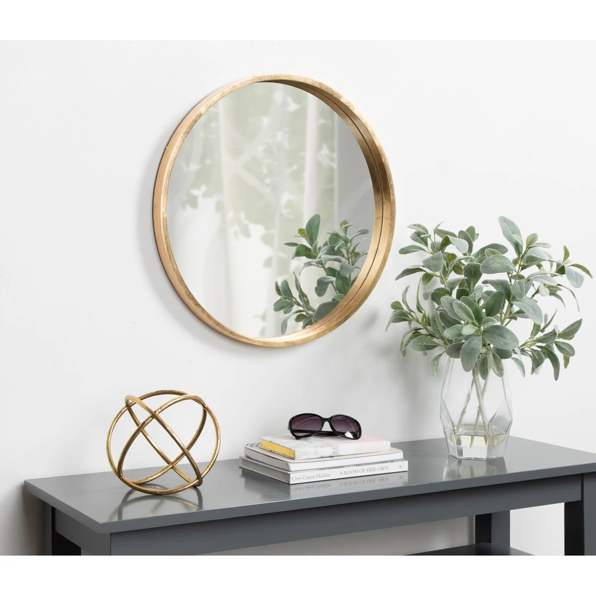Round Wood Accent Wall Mirror, Modern Decorative Wooden Frame Mirror for Living Room, Bedroom and Entryway - Image 7