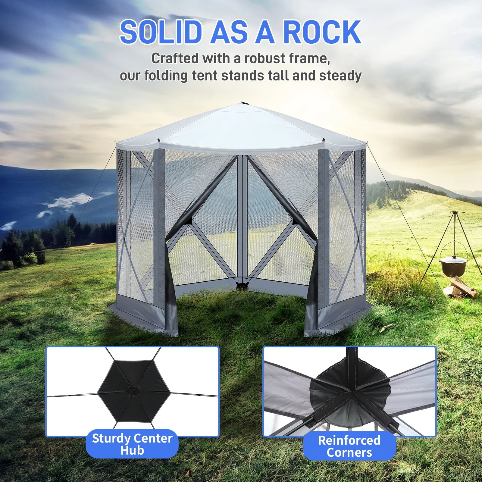 UBesGoo 10 x 10 Ez Pop Up Gazebo Canopy Tent with Mosquito Netting for Patio, Camping and Picnic Includes Carry Bag - Image 3