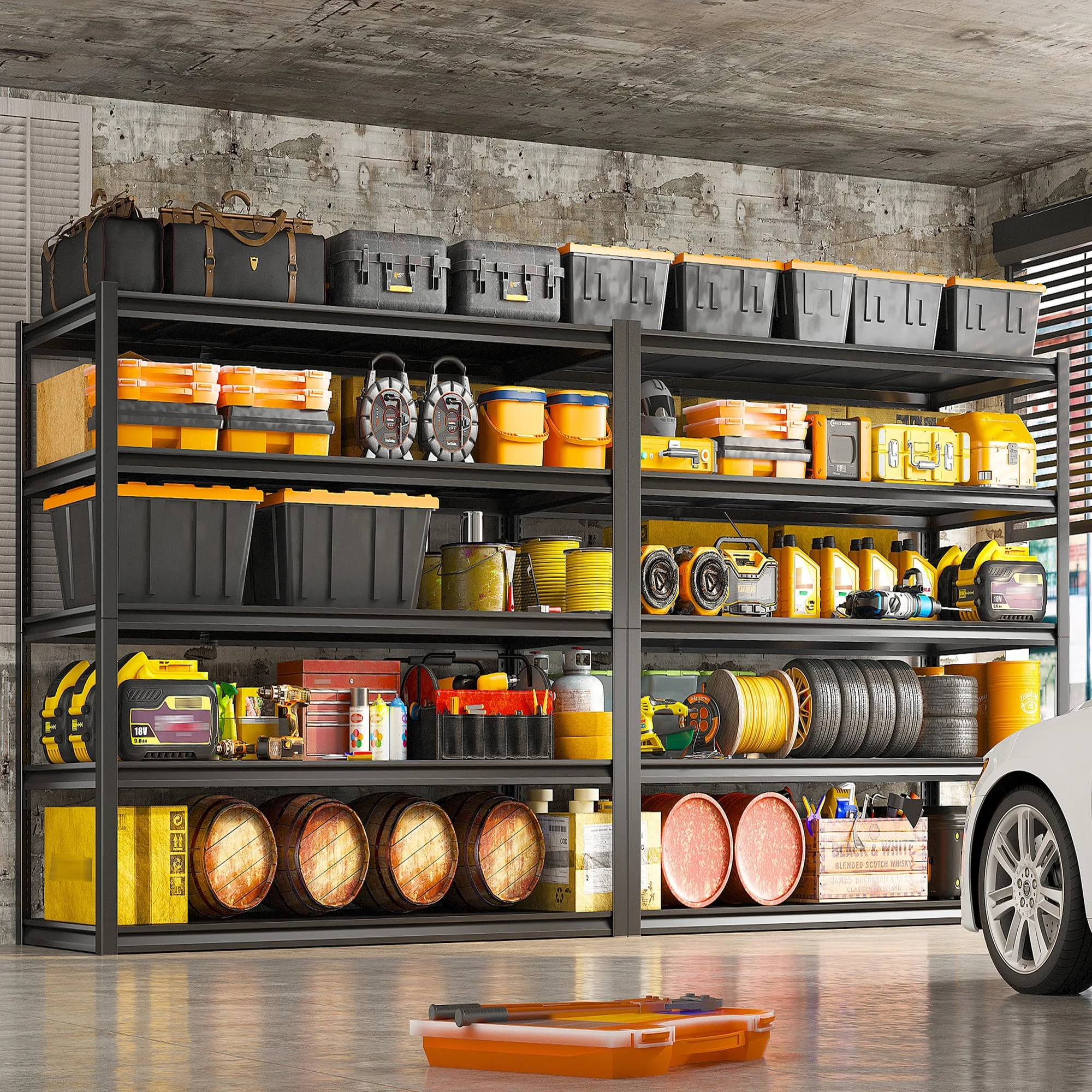 REIBII 48.2"W Garage Shelving Heavy Duty 3000LBS Storage Shelves Adjustable 5 Tier Metal Shelving,48.2''L X 24.5''W X 72''H - Image 16