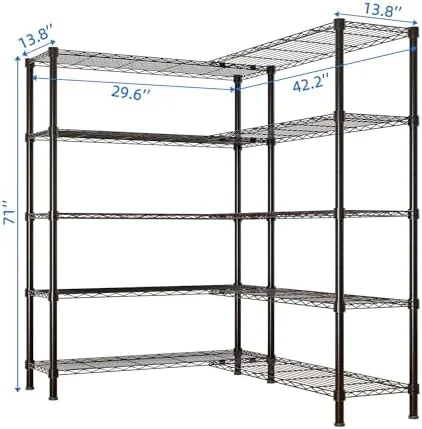 Tier Storage Shelves Standing Shelf Units NSF Wire Garage Organizer Heavy Duty Garage Shelving Unit L Shaped Clothes Rack for Corner Laundry Bathroom Kitchen Pantry Closet (Black, 4 Tire) - Image 12