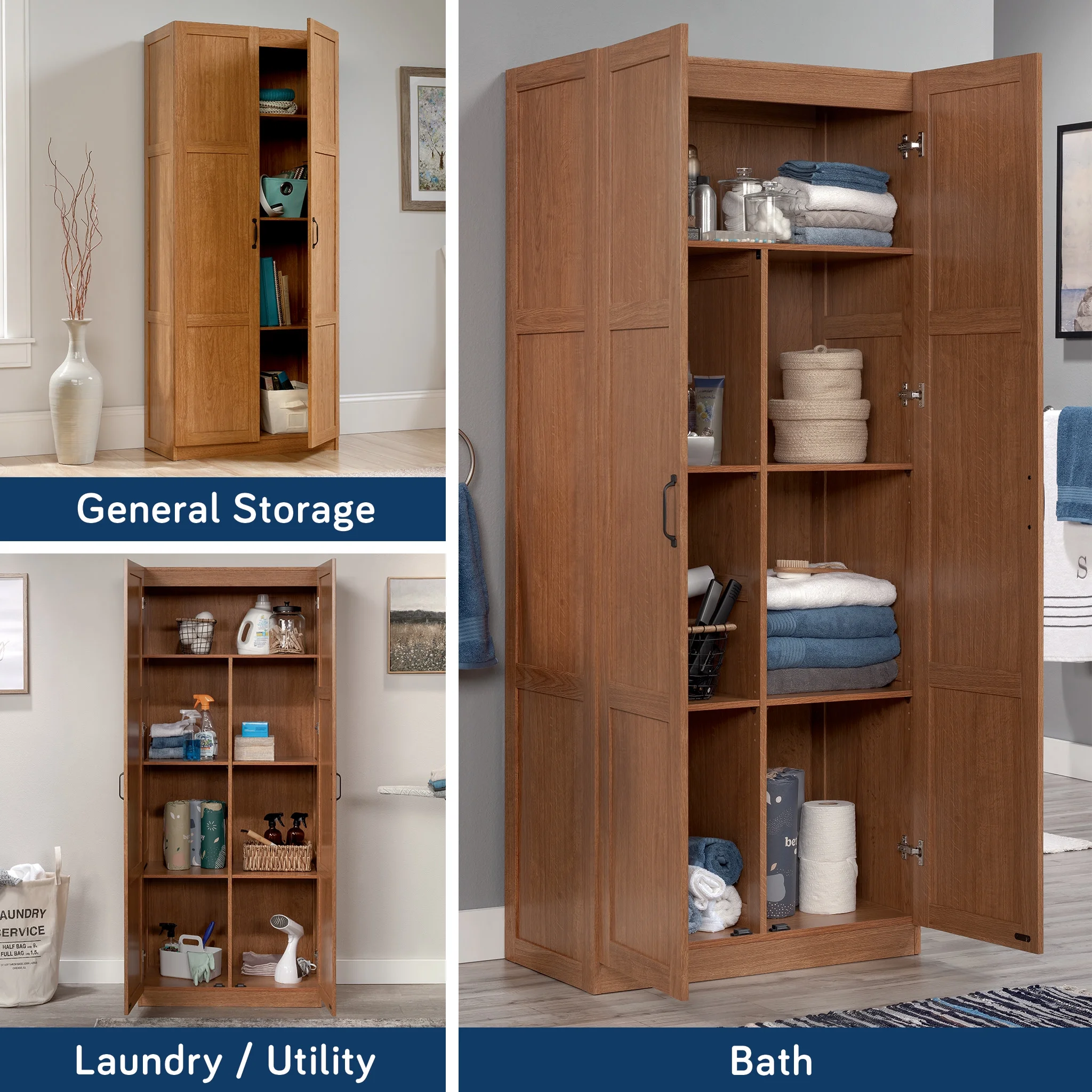 Sauder Select 2 Door Storage Cabinet, Reclaimed Pine Finish - Image 44
