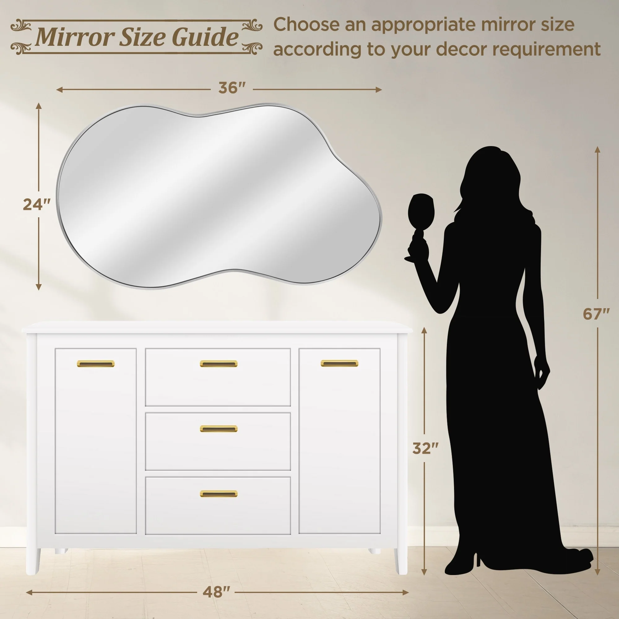 Asymmetrical Irregular Wall Mirror, Modern Decorative Accent Mirror for Living Room, Bedroom and Entryway - Image 33