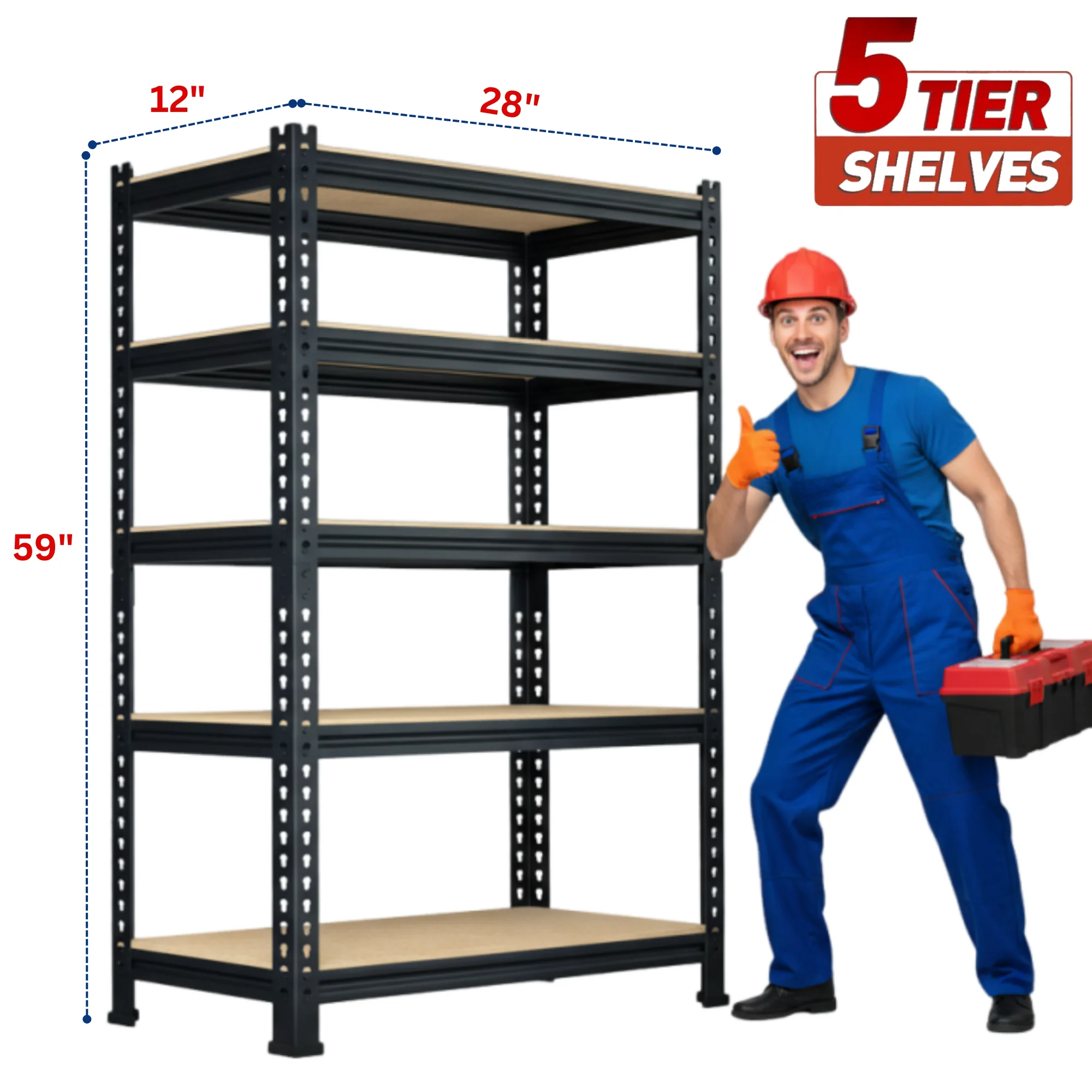 TrumanPick Storage Shelves 5 Tier Garage Shelving Units Metal Heavy Duty Adjustable Shelf Rack 48"W x 18"D x 72"H for Warehouse Pantry Closet - Image 4