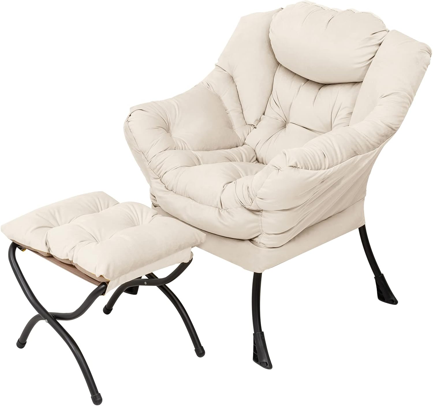 Lazy Chair with Ottoman, Reading Chair with Footrest, Dark Grey - Image 18