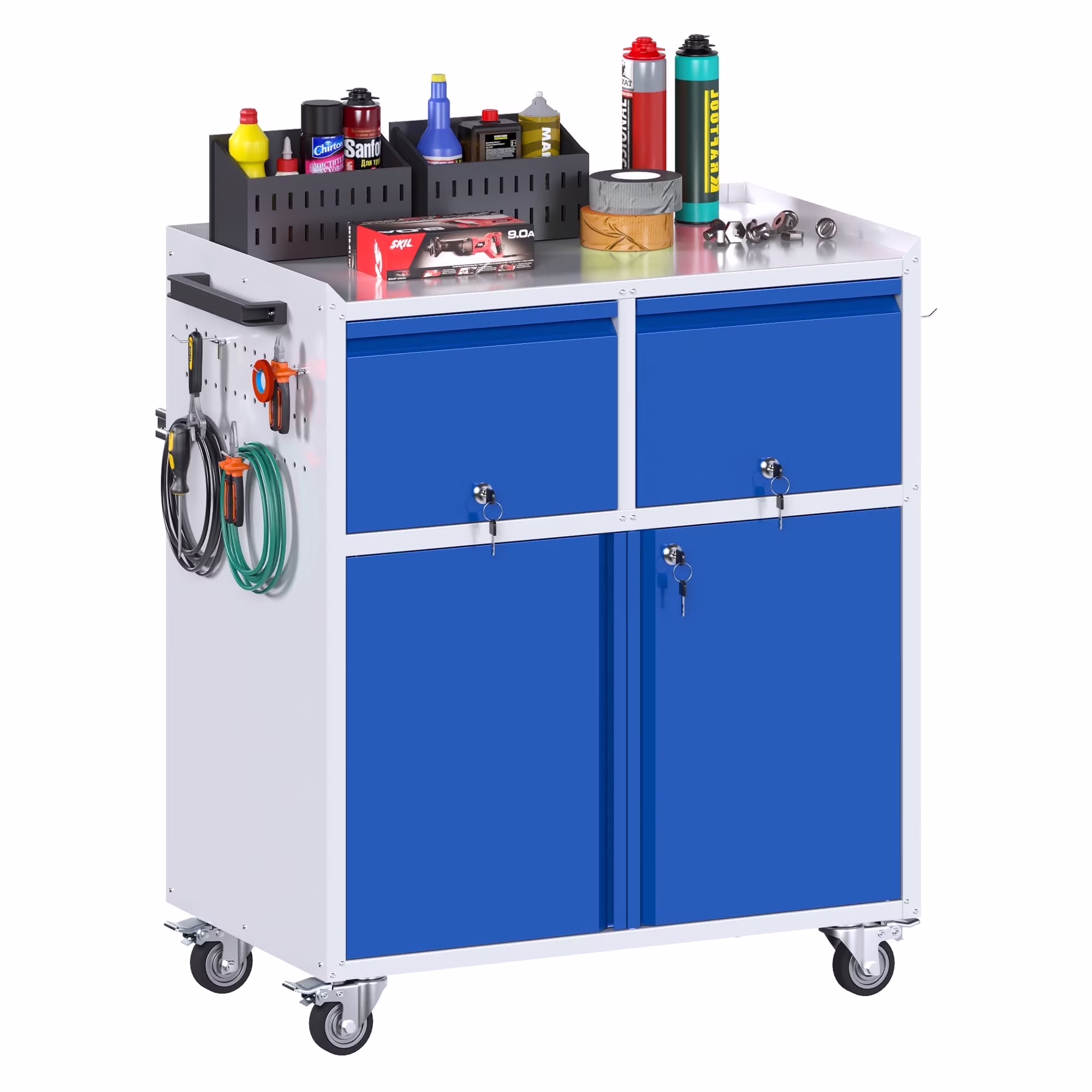 Gaeanet Rolling Tool Storage Cabinet with 5 Adjustable Shelves and Pegboard,Metal Garage Storage Cabinet with Wheels for Garage Home Office Utility Room,71" H-32" W-16" D,Required Assembly, Black - Image 24
