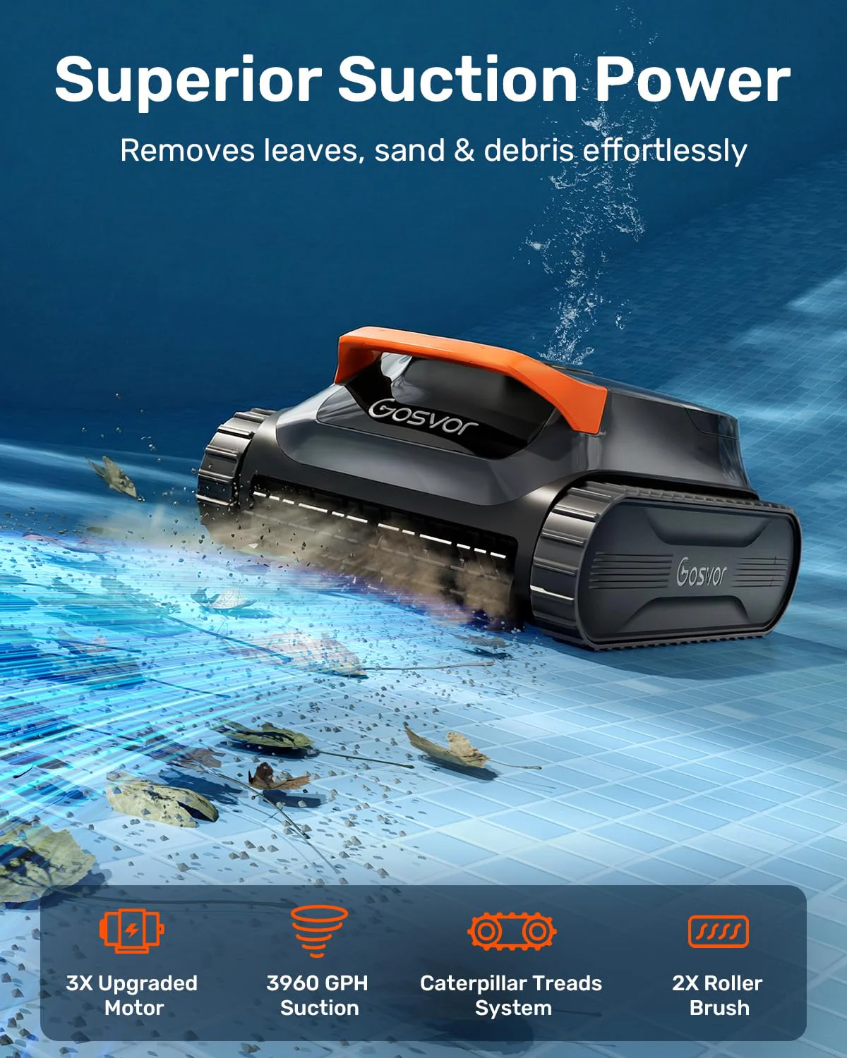 Cordless Robotic Pool Vacuum Cleaner, Smart Navigation with Wall and Waterline Cleaning - Image 2