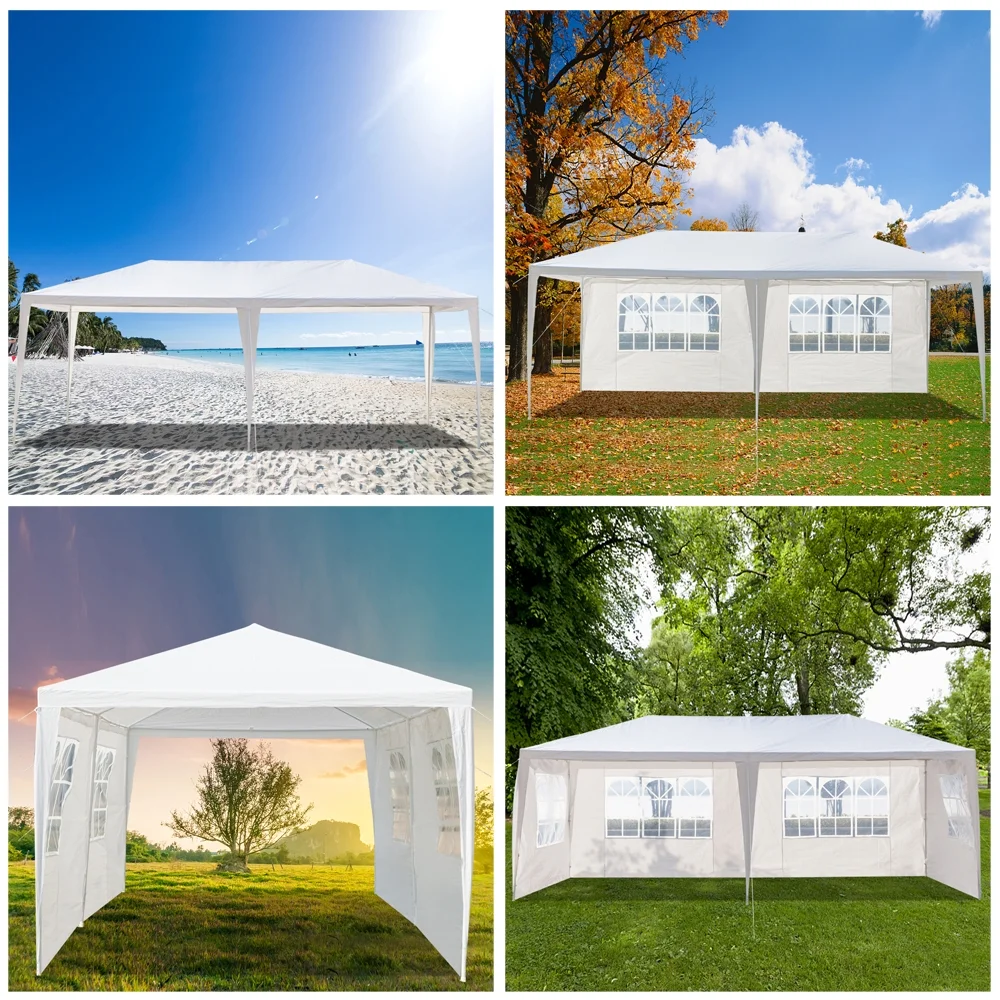10'X20' Outdoor Party Tent with 4 Removable Sidewalls, Waterproof Canopy Patio Wedding Gazebo, White - Image 8