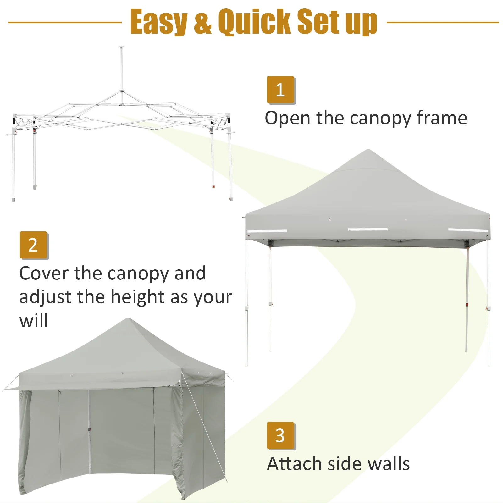 Patiojoy 10x10ft Pop up Tent, 4 Height Adjustment Folding Camping Tent with Awning Blue - Image 35