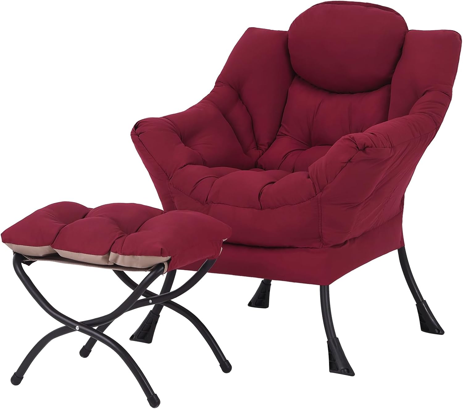 Lazy Chair with Ottoman, Reading Chair with Footrest, Dark Grey - Image 26