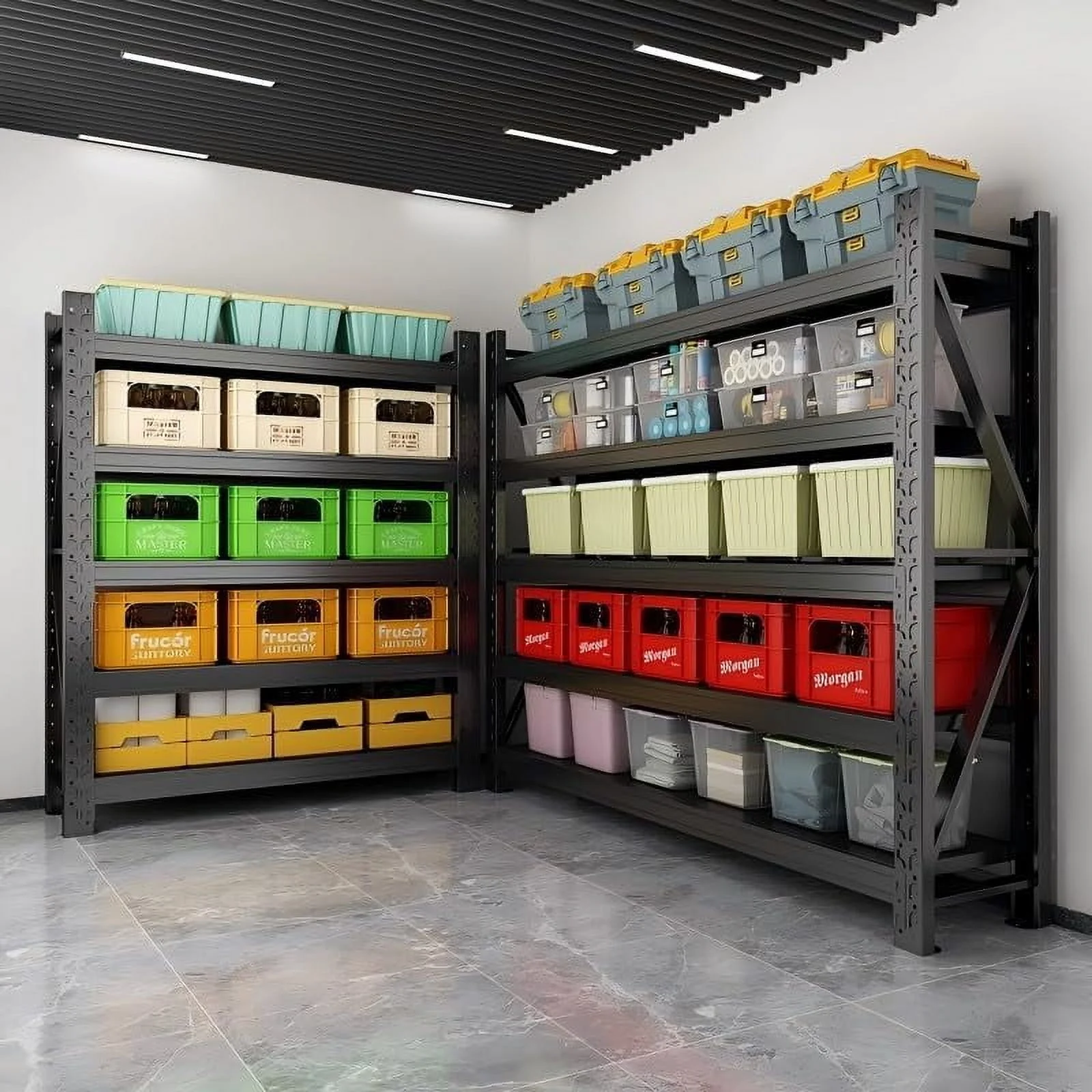 59" W Garage Shelving,5-Tier Heavy Duty Shelving Unit,3000LBS Adjustable Metal Storage Shelves,Storage Rack Units for Industrie,Shed,Warehouse,Basement,Black,59" W x 20" D x 72" H - Image 13