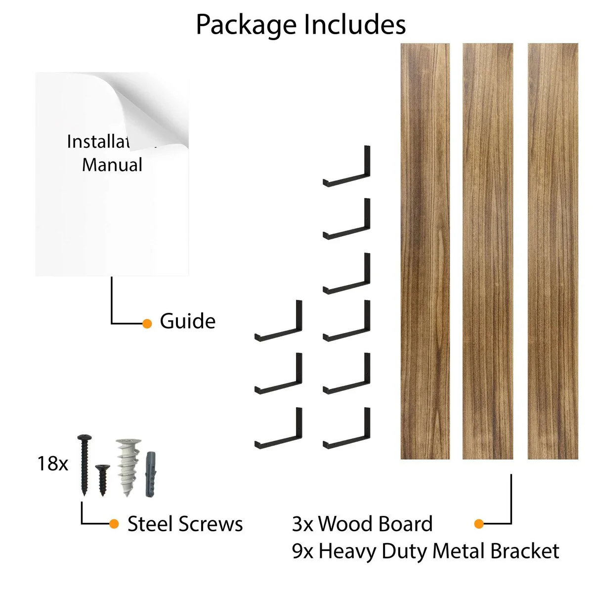 72 Inch Floating Wood Wall Shelves, Set of 3 Burnt Wood Display and Storage Shelves for Home Decor - Image 10