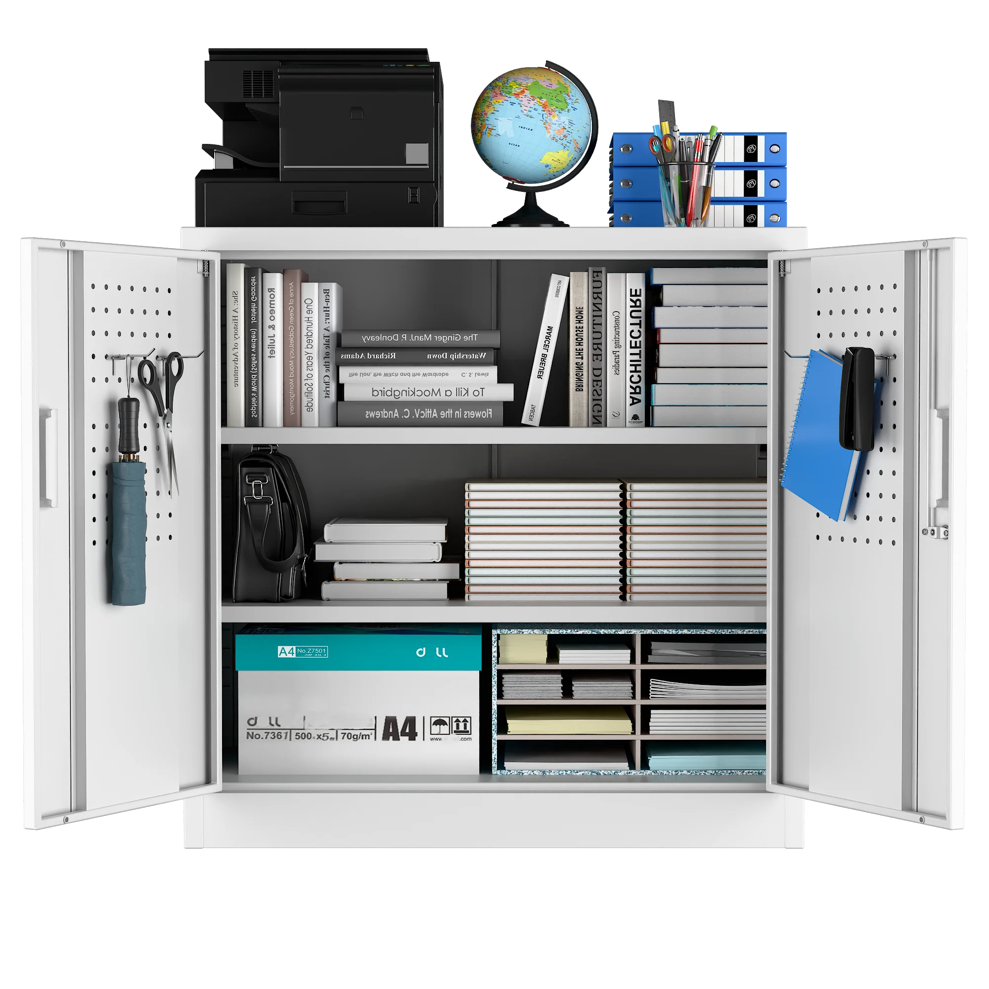 GAEANET 2 Door Metal Storage Cabinet with 5 Adjustable Shelves &Pegboard, 71" H-32" W-16" D Locking Steel Garage Cabinet, for Garage,Office,Home,Gym,School, File Cabinet,Assembly Required, Black - Image 15