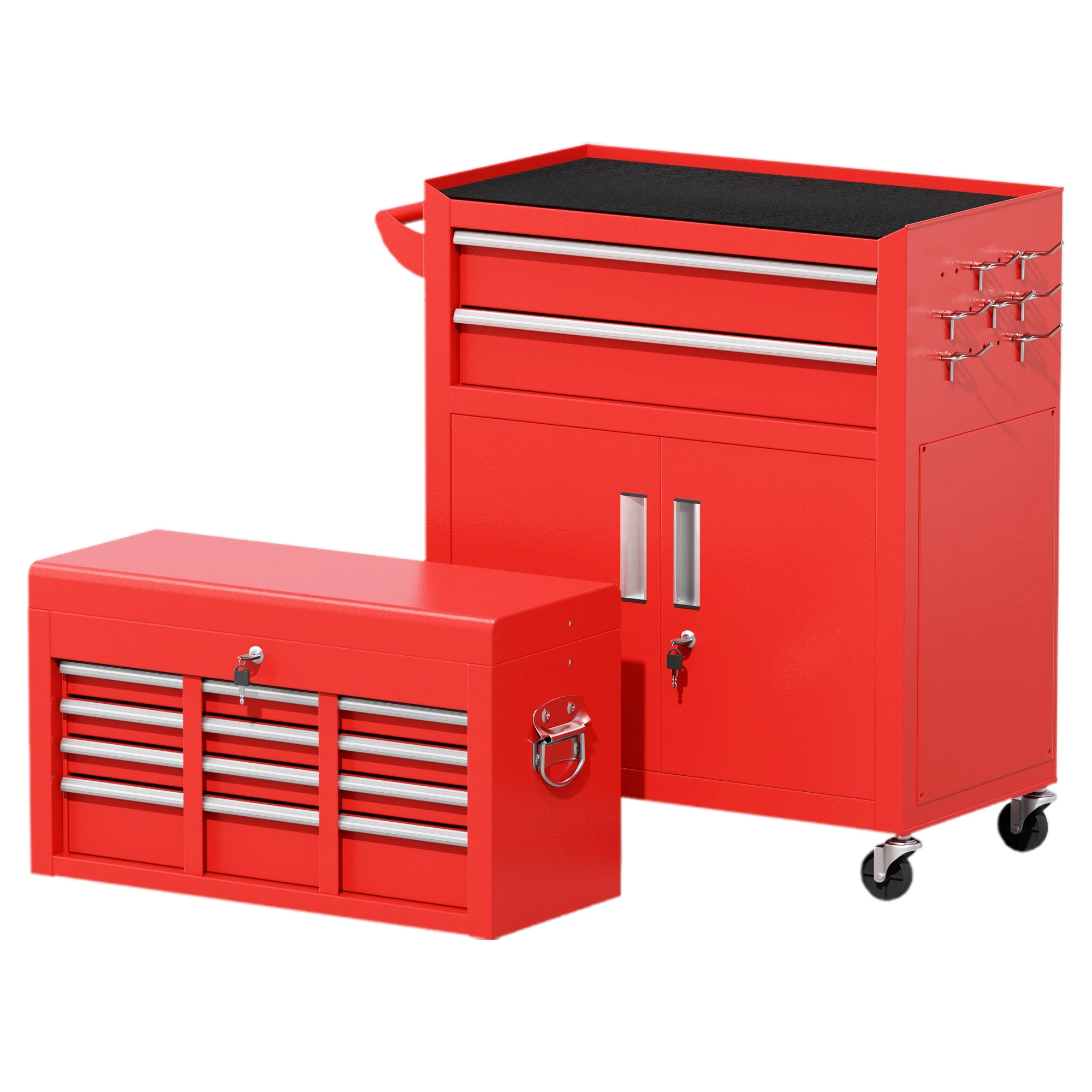 SUNCROWN 2-IN-1 Tool Chest, 8-Drawer Rolling Tool Chest with Hooks and Lockable Wheels,Metal Storage Detachable Top Tool Box with Lockable Wheels for Garage, Workshop, Art Studio(Black) - Image 55