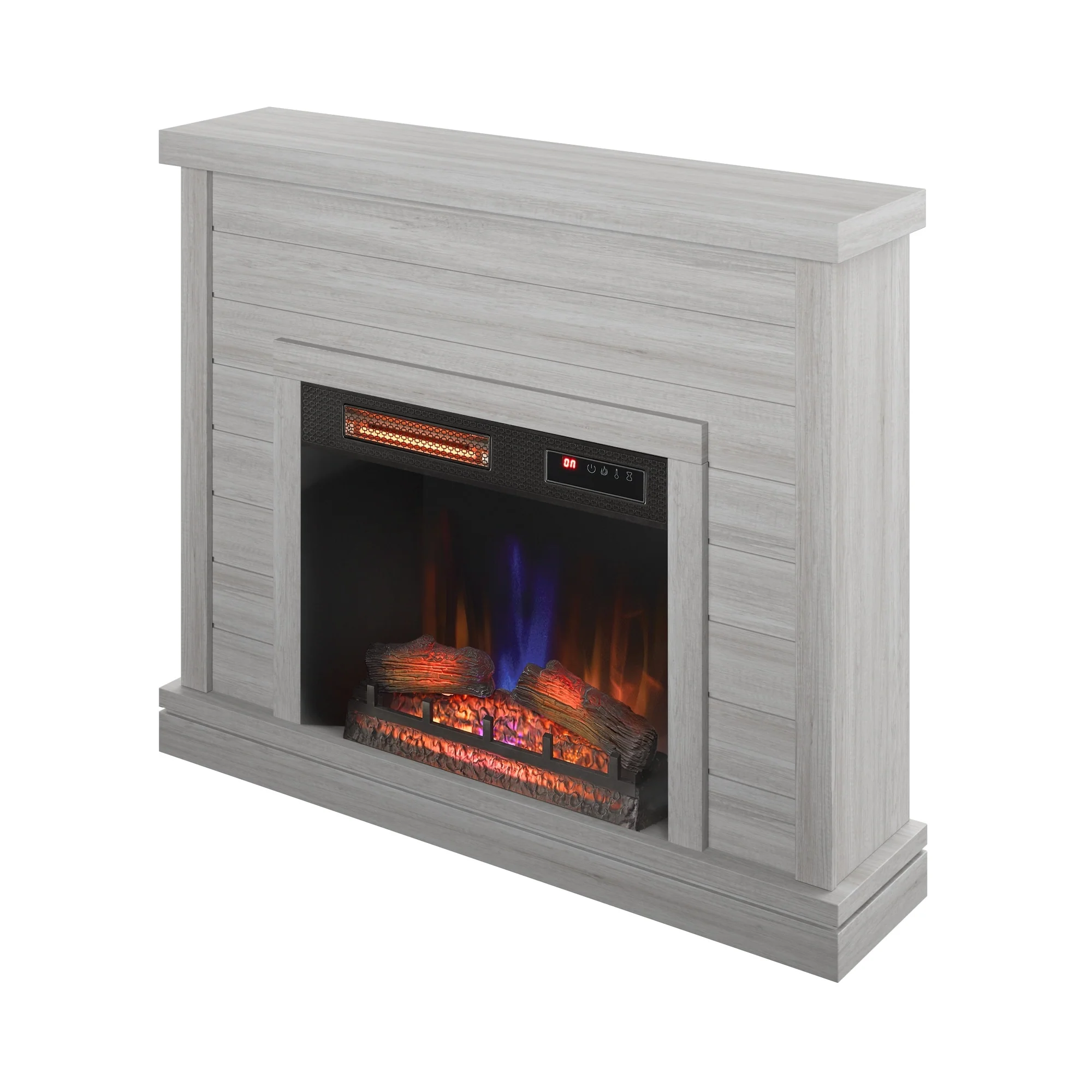 52" Shiplap Wall Fireplace Mantel, Modern Electric Fireplace with 3D Flame Effect Insert for Home Decor - Image 3