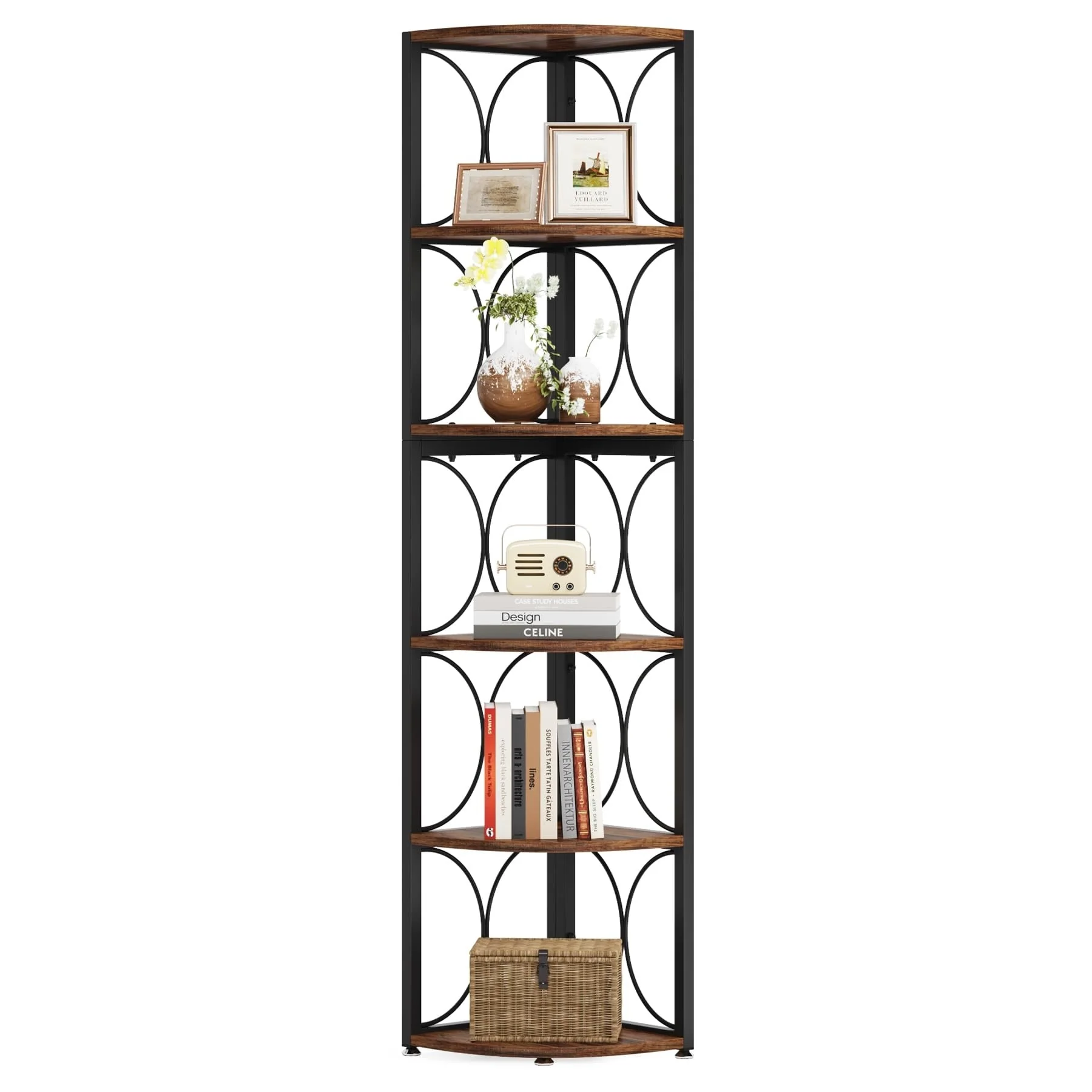 67 Inch Tall Corner Shelf, Freestanding Corner Bookshelf and Storage Shelving Unit - Image 14