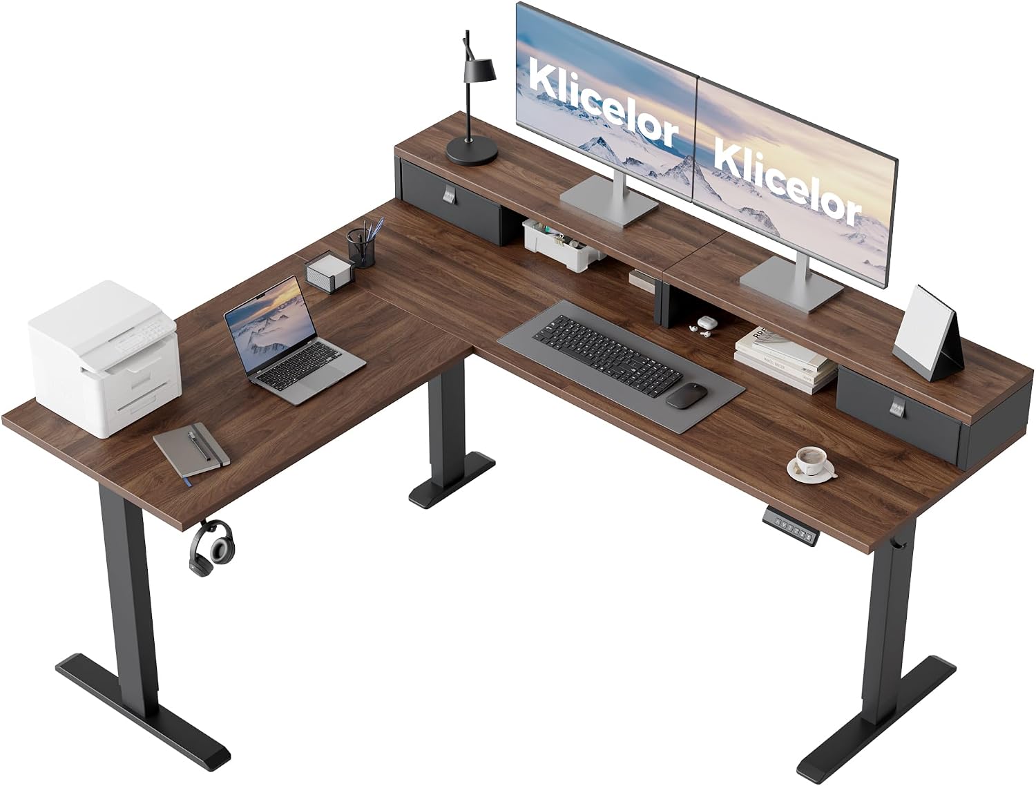L Shaped Standing Desk 63 x 48 Inch, Electric Height Adjustable Corner Desk for Home Office Workstation, Ergonomic Sit to Stand Computer Table with Memory Controller, Rustic Brown - Image 6