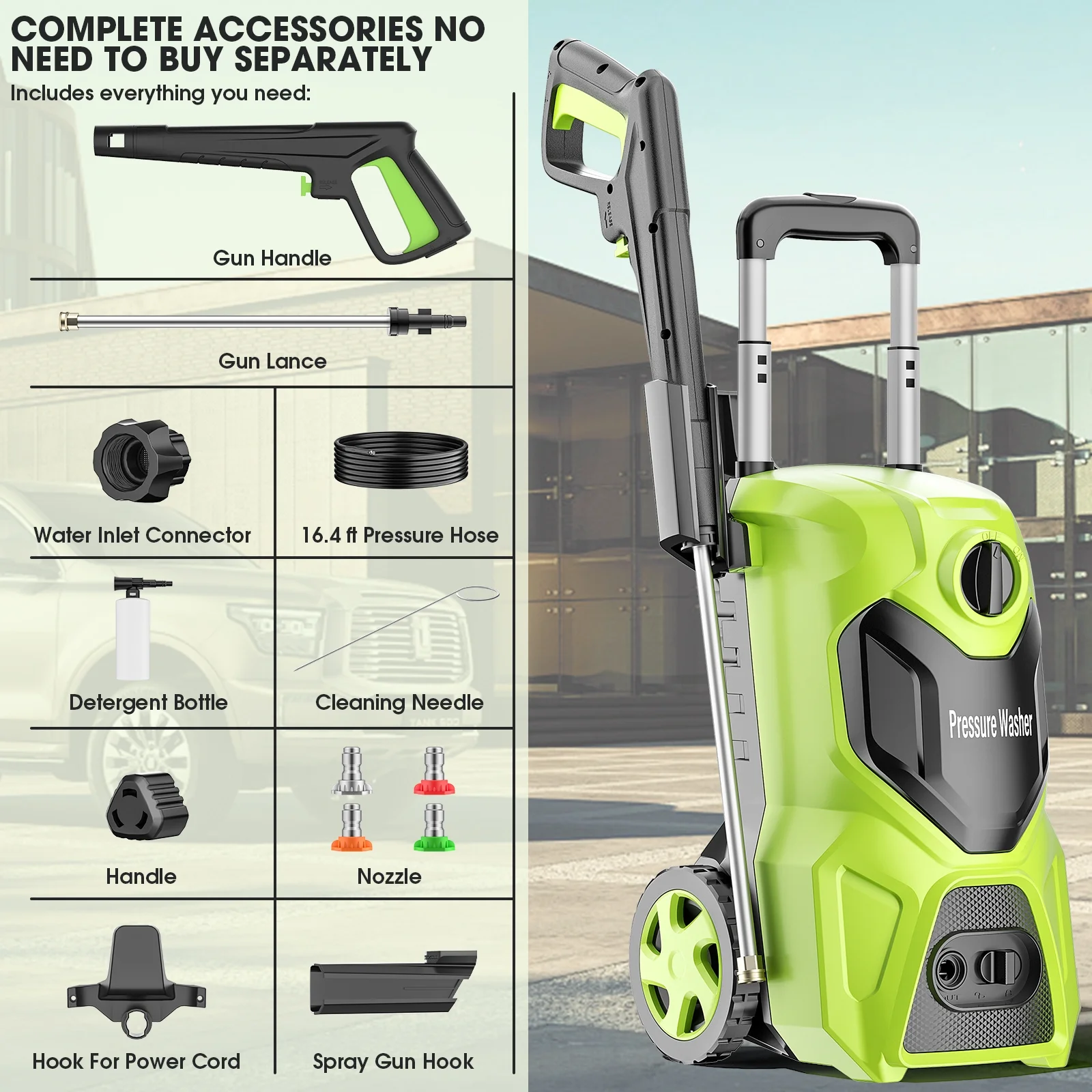 Fenbeli 5000PSI at 2.8 GPM Electric High Pressure Washer Machine 110V for Cleaning Decks - Image 9
