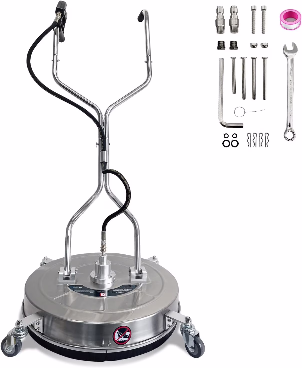 Garvee 24" Pressure Washer Surface Cleaner with Dual Handles -C Stainless Steel, 4-Wheel Design for Driveways, Sidewalks, Curbs, Decks, & Patios -C 4900 PSI, High-Efficiency Cleaning Accessory - Image 2