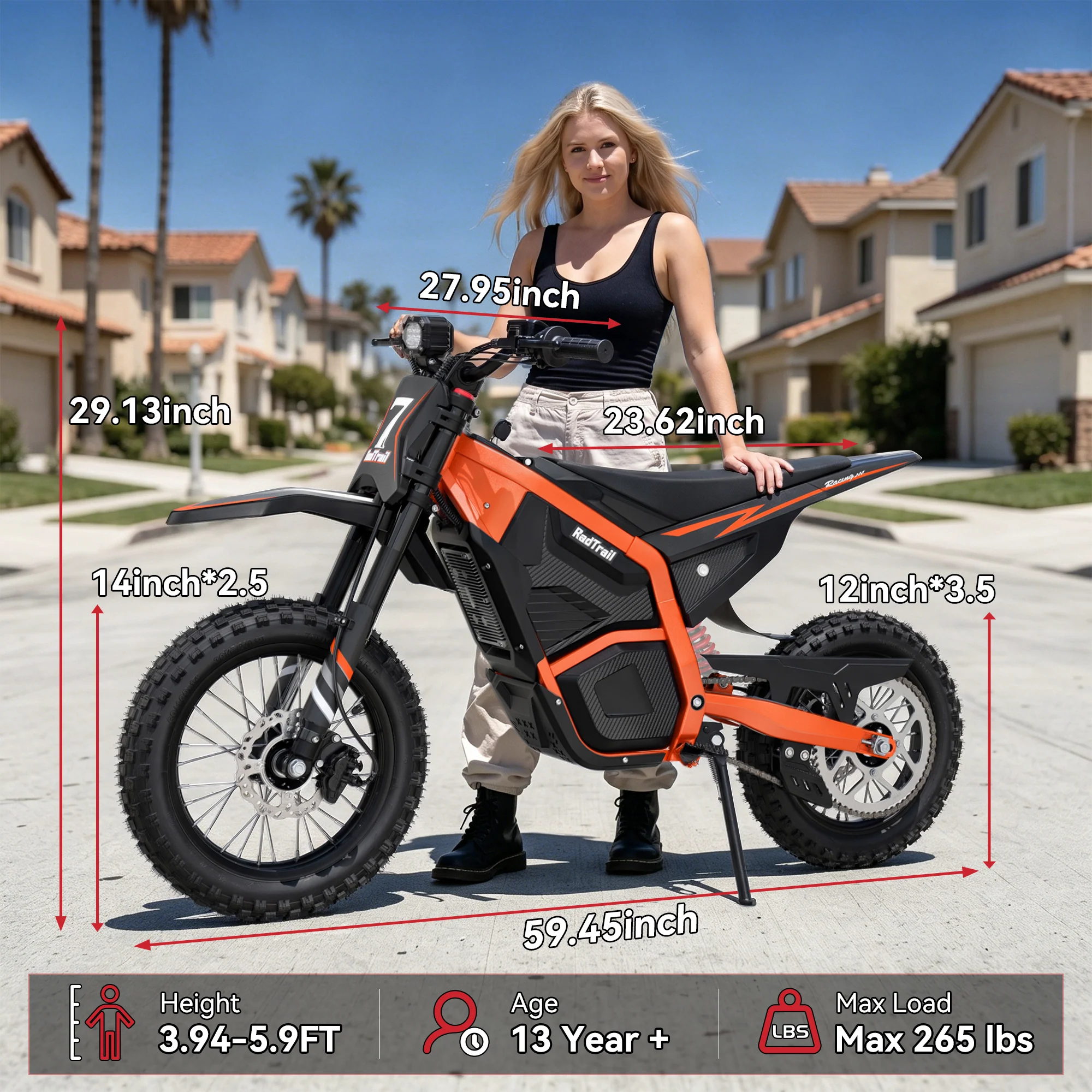 48V 2000W Peak Class Electric Dirt Bike Ages 13+ - Image 12