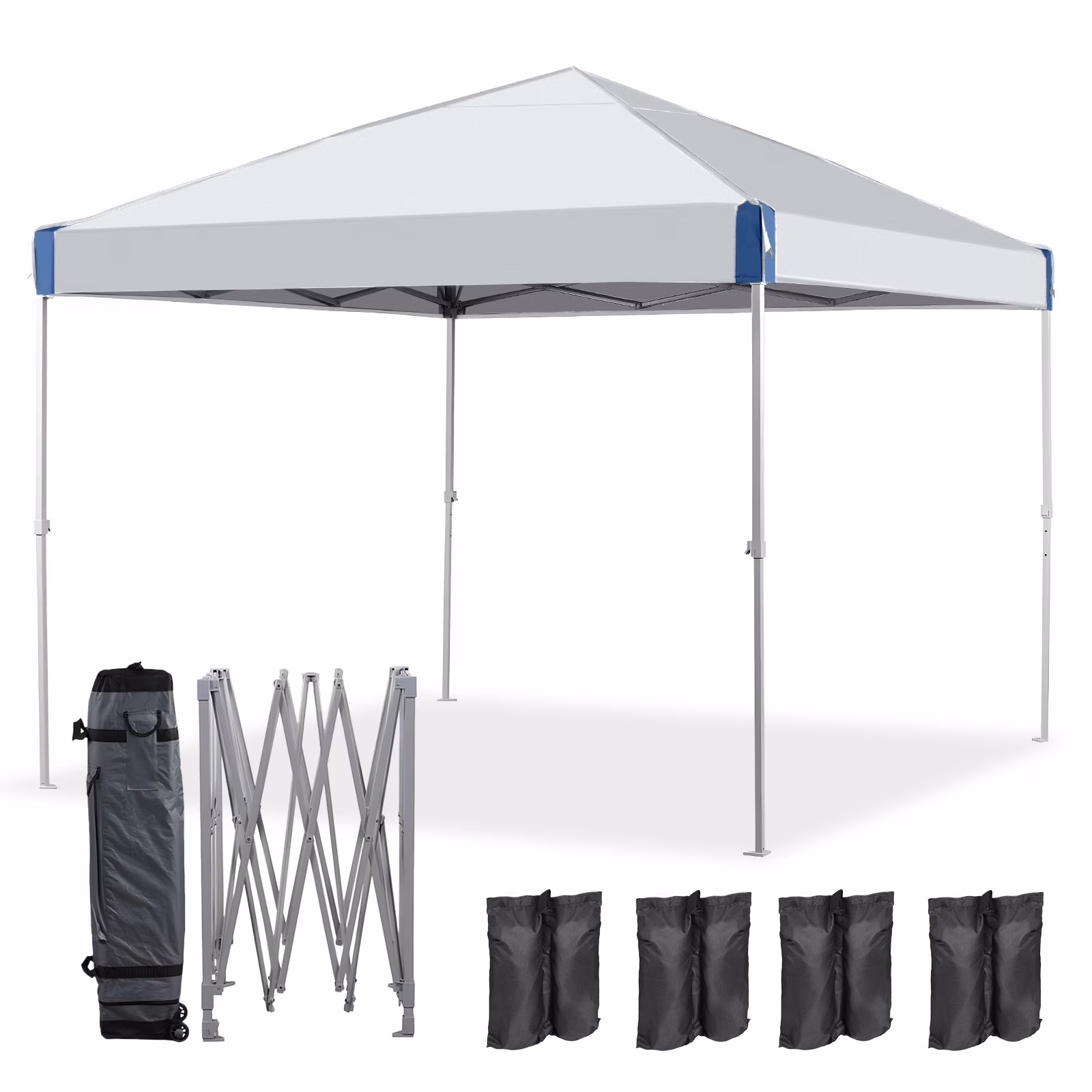 XiHuaZhaoChen Canopy Tent Easy Set-up Outdoor Patio Canopy Adjustable Straight Leg Heights Instant Shelter with Wheeled Bag,Gray,10' x 10'