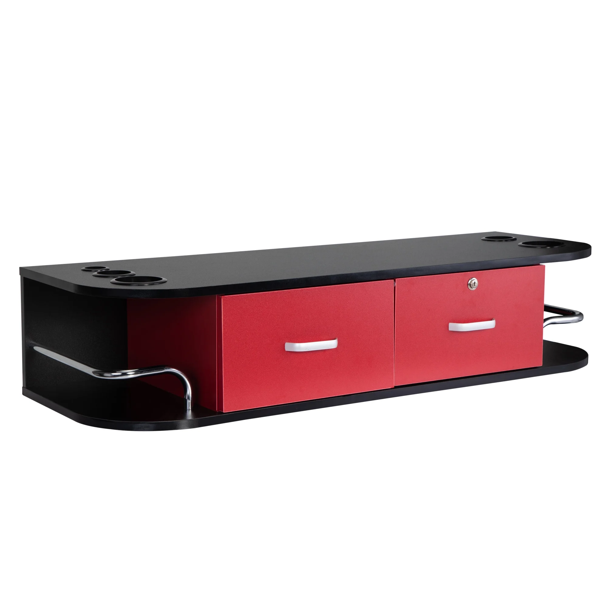 RESHABLE Modern Wall-Mounted Salon Station Barber Cabinet with Locking Drawer Storage Table for Hair Stylist Black - Image 20
