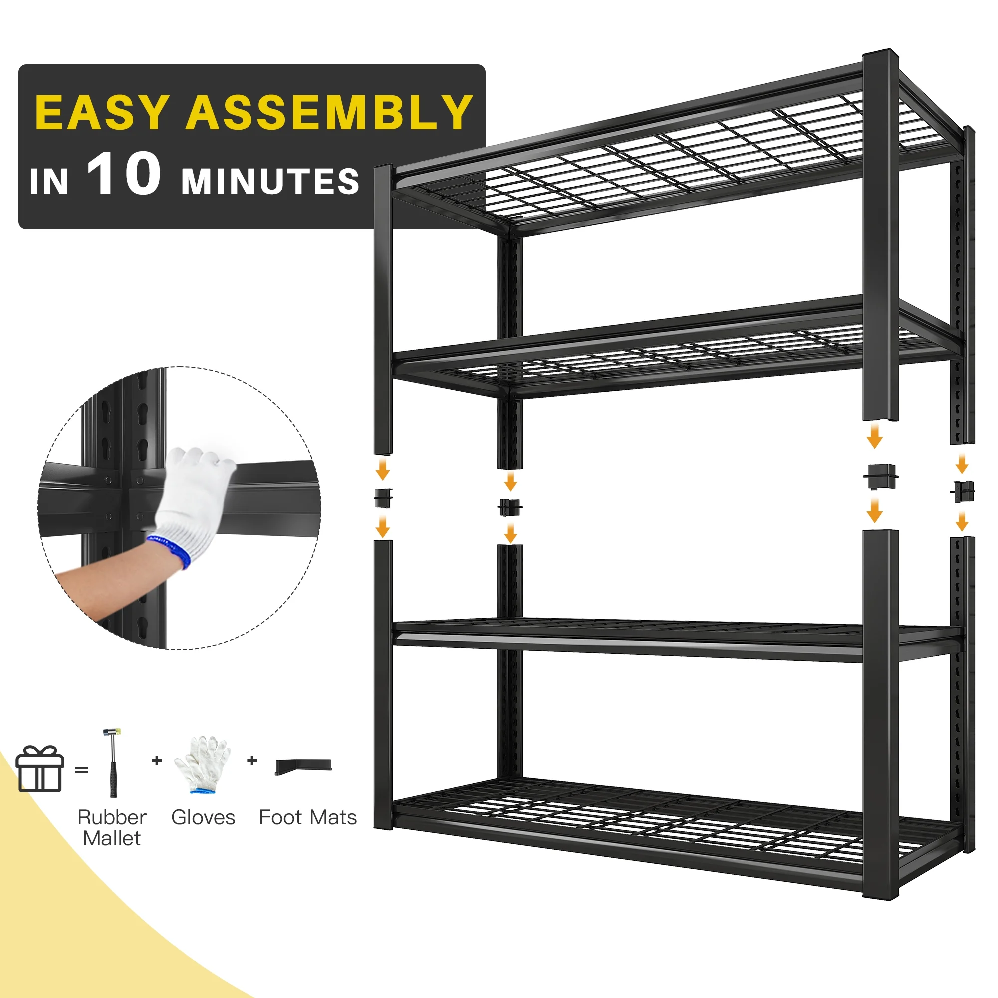 REIBII 2200LBS Garage Shelving Units Heavy Duty Adjustable Metal Shelving 4 Tier Storage Shelves,39.4" W x 19.7" D x 59.9H - Image 7