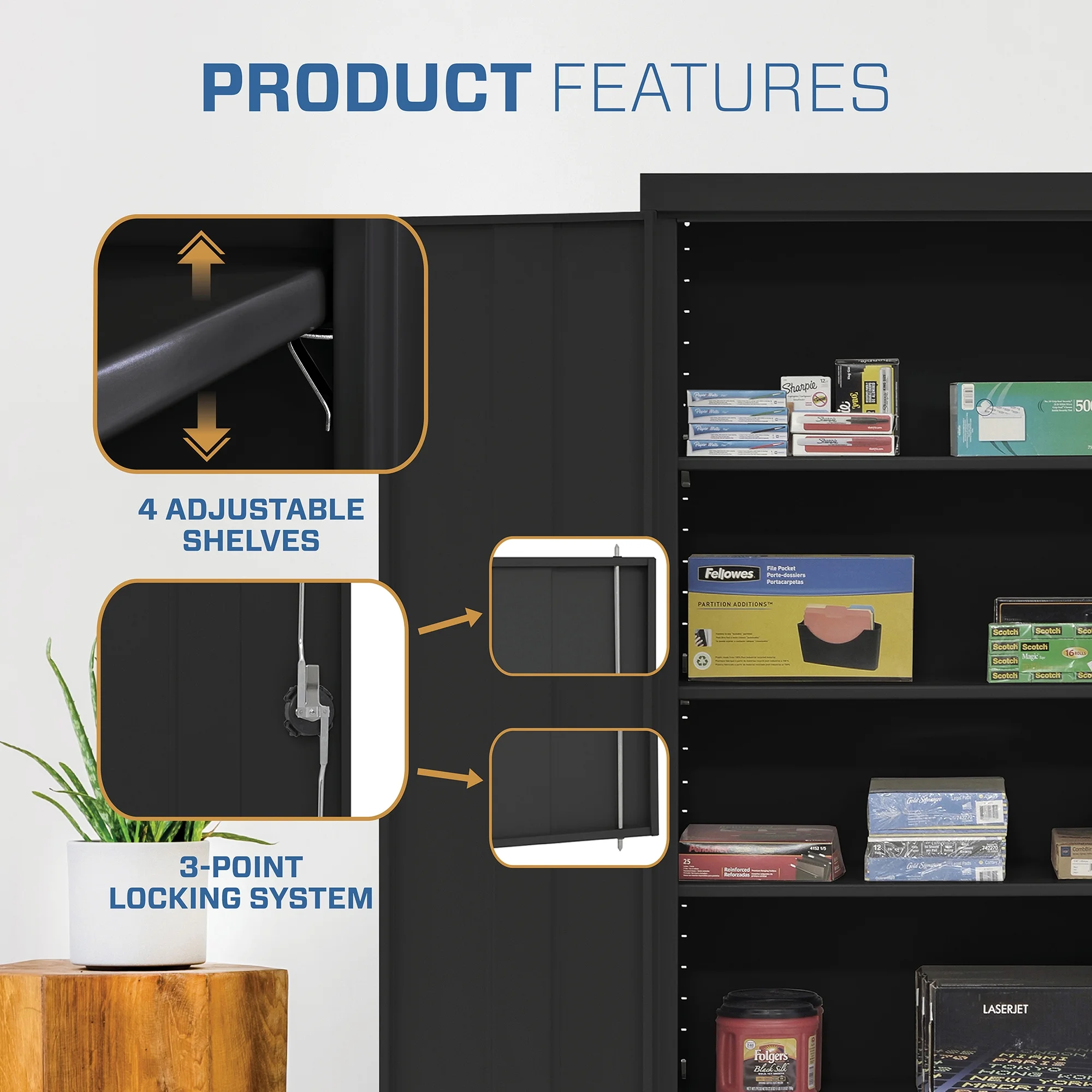 Sandusky Lee 20-Gauge 5-Shelf Welded Steel Freestanding Garage Storage Cabinet, Black - Image 18