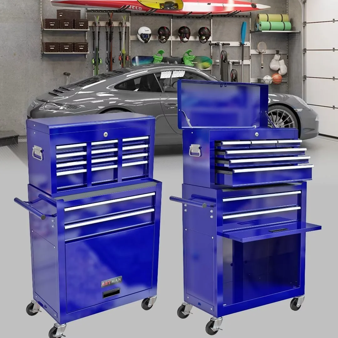 8-Drawer Rolling Tool Chest with Wheels, High Capacity Tool Storage Removable Tool Box Combo, Tool Storage Cabinet with Lockable Drawers, Toolbox for Workshop and Mechanics Garage, Blue - Image 4