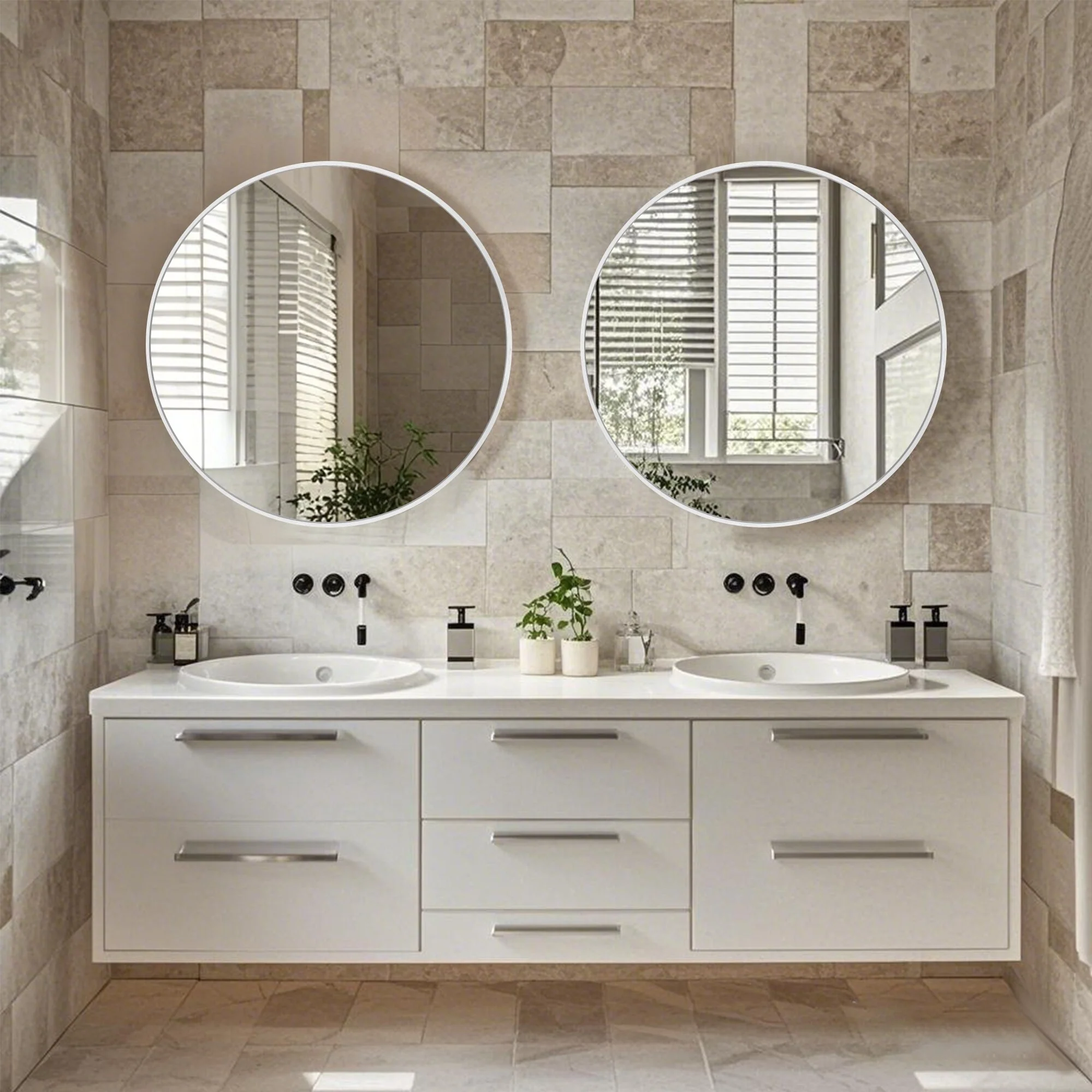 Modern Round Bathroom Vanity Mirror, Wall Mounted Circular Mirror for Bathroom, Bedroom and Home Decor - Image 17