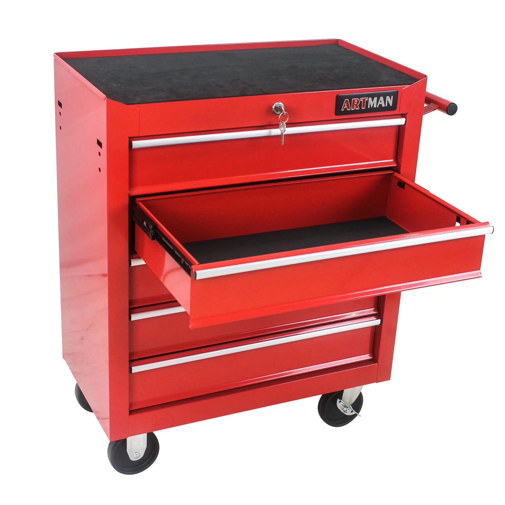 5-Drawer Rolling Tool Chest, Metal Tool Storage Organizer Cart with Locking System and Wheels, Multifunctional Mechanic Tool Cart for Garage, Warehouse, Workshop, Repair Shop, Red - Image 6