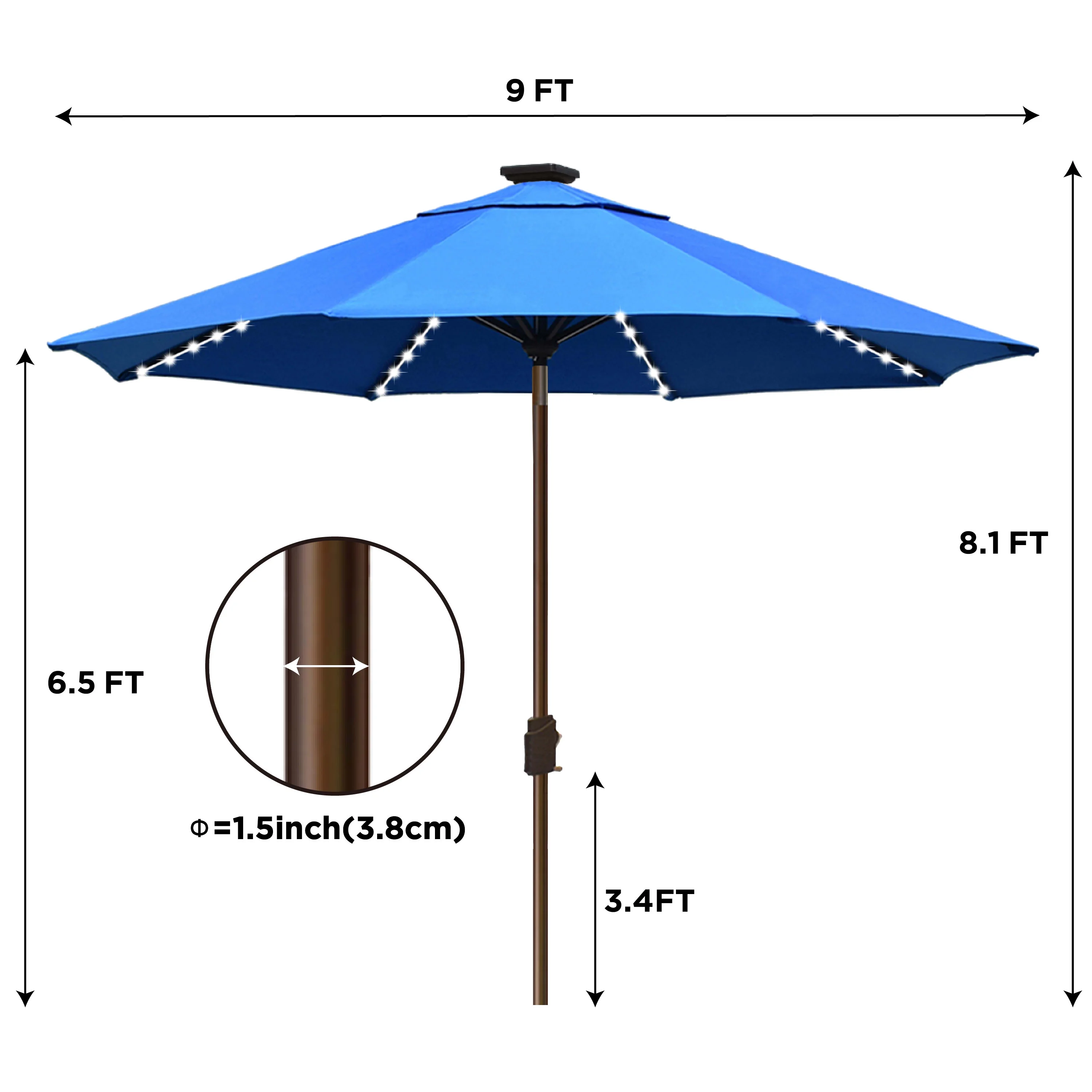 EliteShade Sunbrella Solar Umbrellas 9ft Market Umbrella with 80 LED Lights Patio Umbrellas Outdoor Table Umbrella with Ventilation and 5 Years Non-Fading Top,Ruby - Image 25