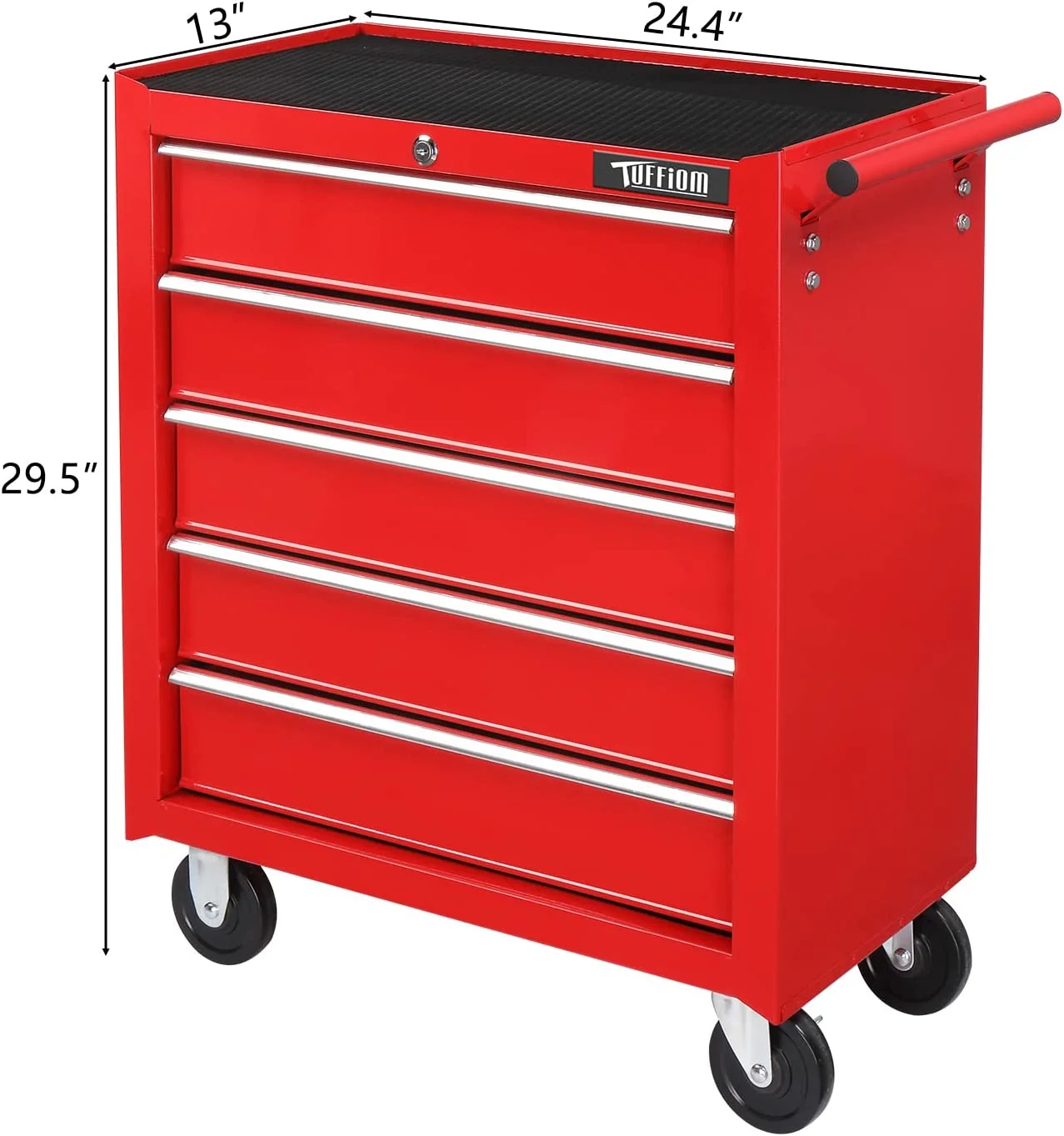TUFFIOM 5-Drawer Rolling Tool Chest with Lock & Key, Tool Storage Organizer Box Cabinet with Wheels - Image 8