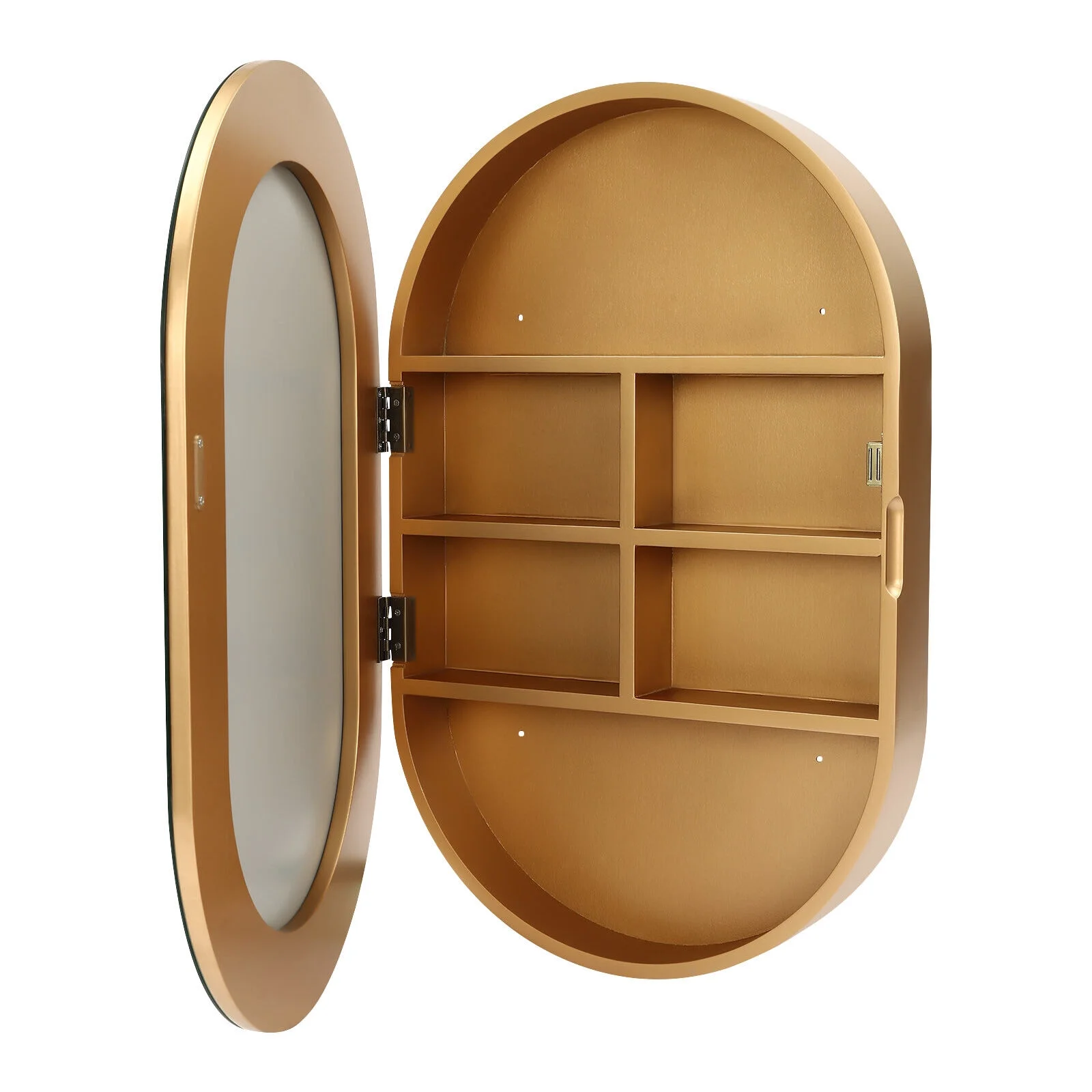 Fichiouy Bathroom Mirror Cabinet Oval Wall Mounted Cabinet Storage Cabinet with Mirror for Bathroom 19.76" x 30.82" - Image 16