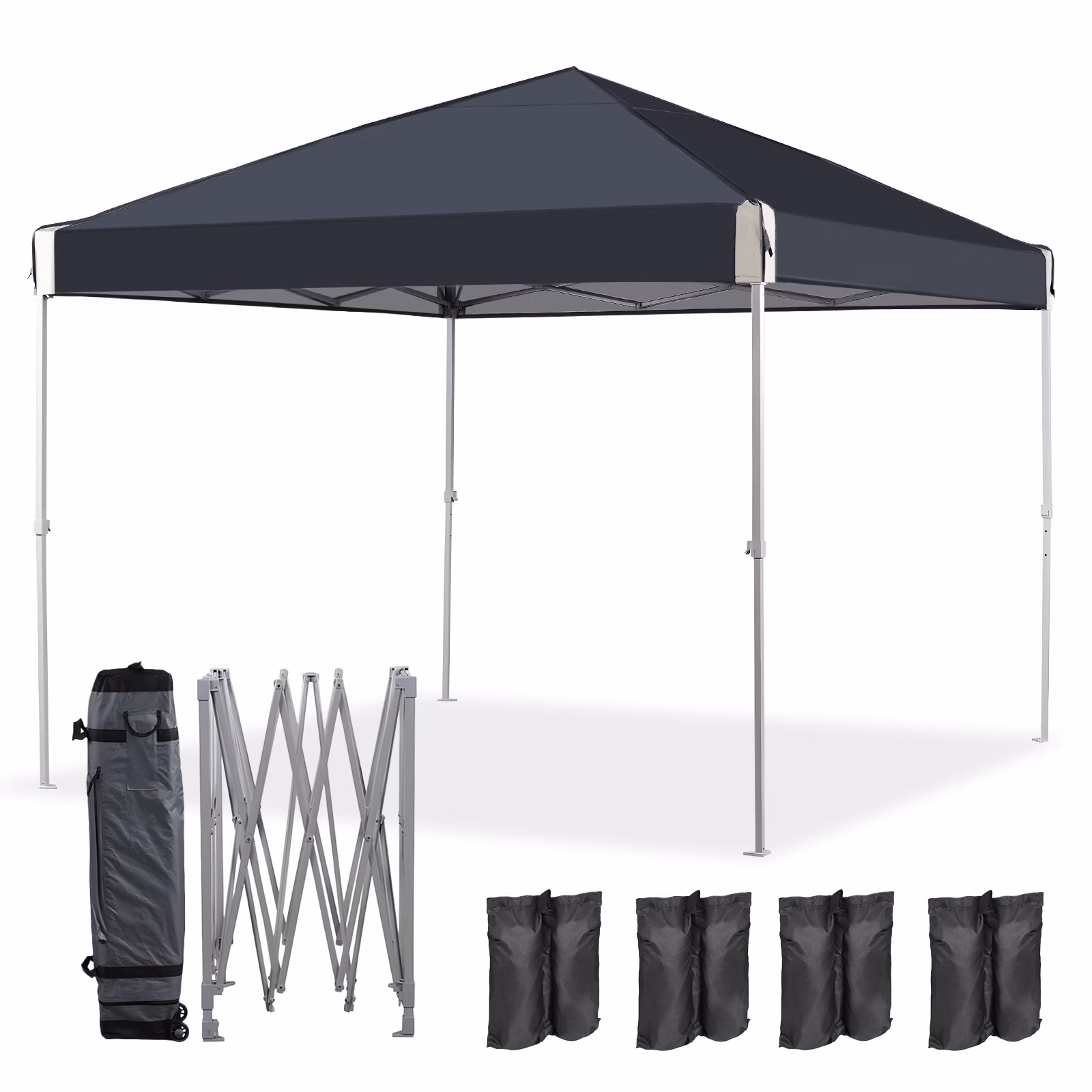 XiHuaZhaoChen Canopy Tent Easy Set-up Outdoor Patio Canopy Adjustable Straight Leg Heights Instant Shelter with Wheeled Bag,Gray,10' x 10' - Image 5