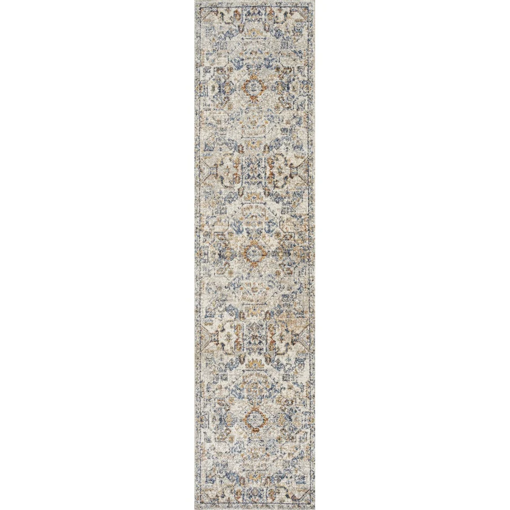Bohemian Medallion Low-Pile Machine-Washable Area Rug, Cream and Terra - Image 16