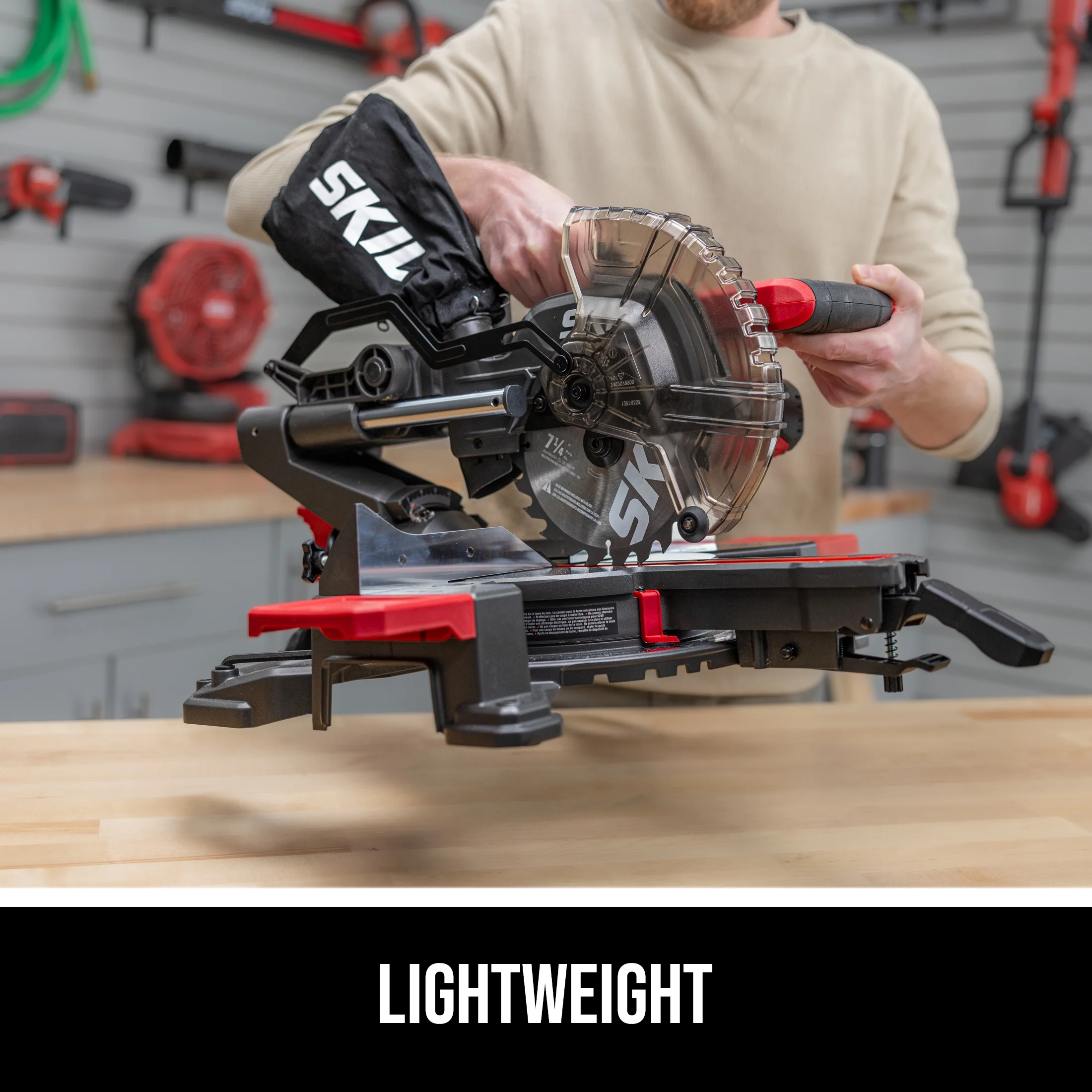 SKIL MS6316-00 10 Amp 7-1/4" Single Bevel Miter Saw with Compact Rail System & LED Shadow Line - Image 7
