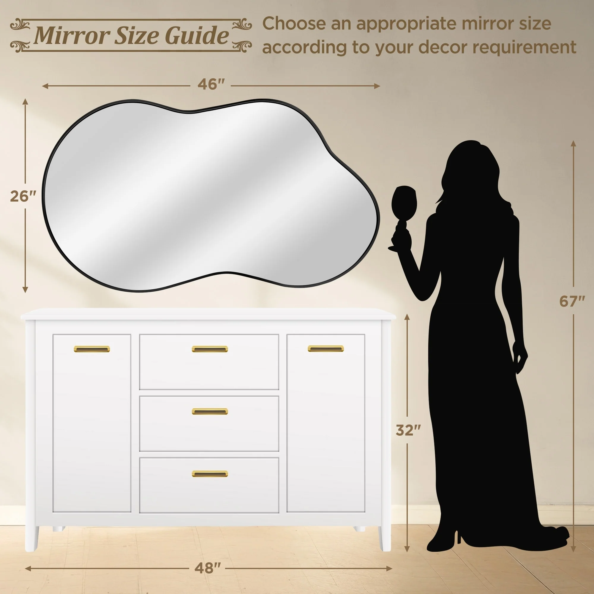 Asymmetrical Irregular Wall Mirror, Modern Decorative Accent Mirror for Living Room, Bedroom and Entryway - Image 23