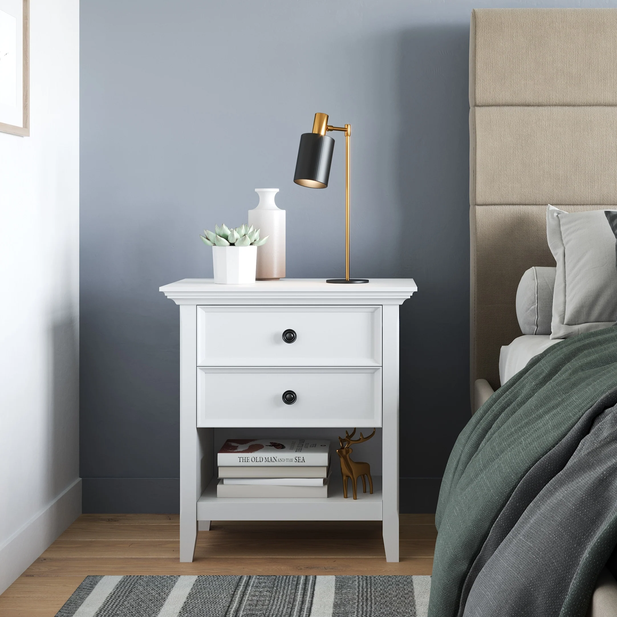 24 Inch Wide Solid Wood Nightstand, Bedside Table and Bedroom End Table - Image 3