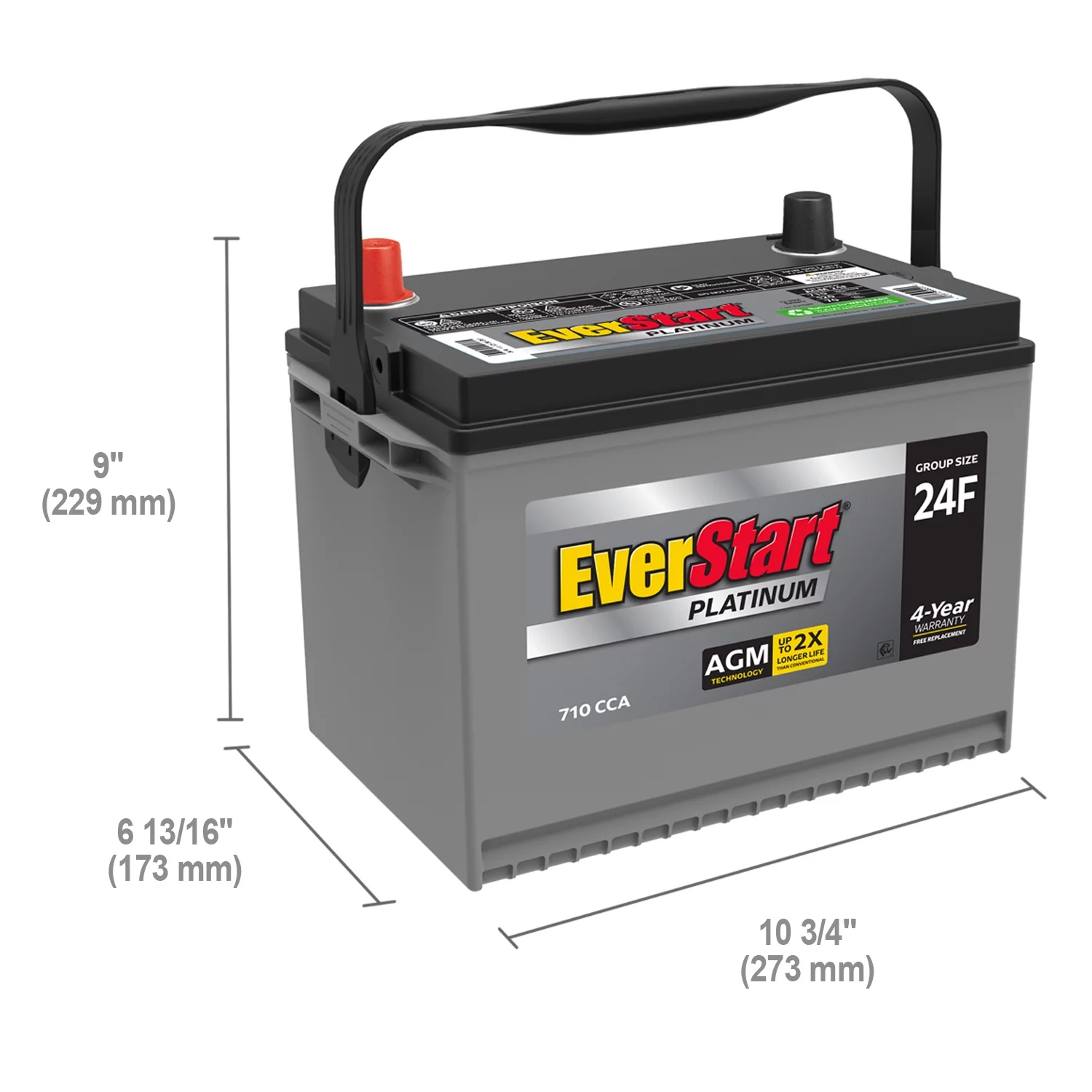 Automotive Battery, Group Size 24F 12 Volt, 750 CCA - MadeInUSA - Image 2