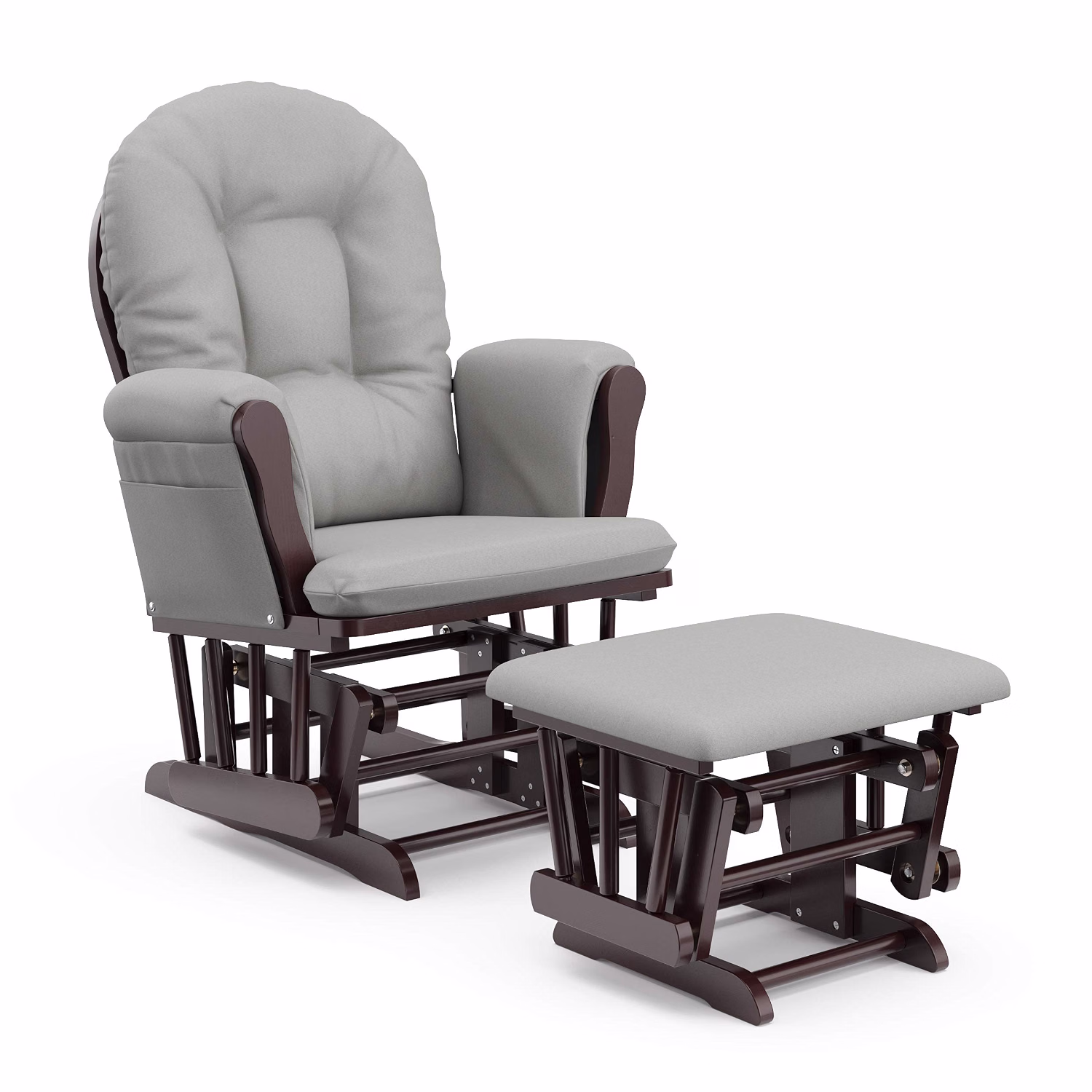 Premium Hoop Glider & Ottoman, Espresso/Gray