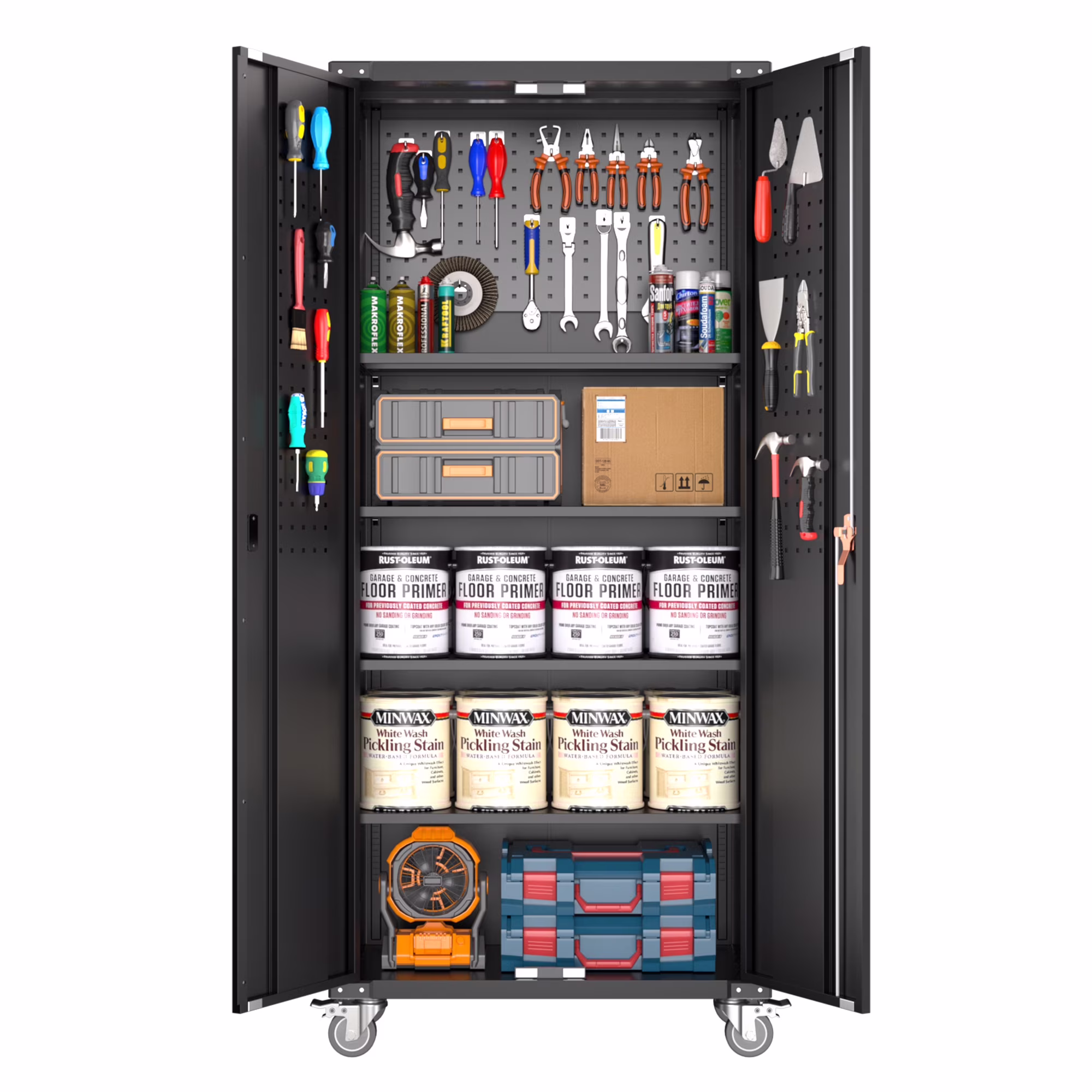Aobabo 72 Inch Locking Storage Cabinet w/ Adjustable Shelves, Gray - Image 9