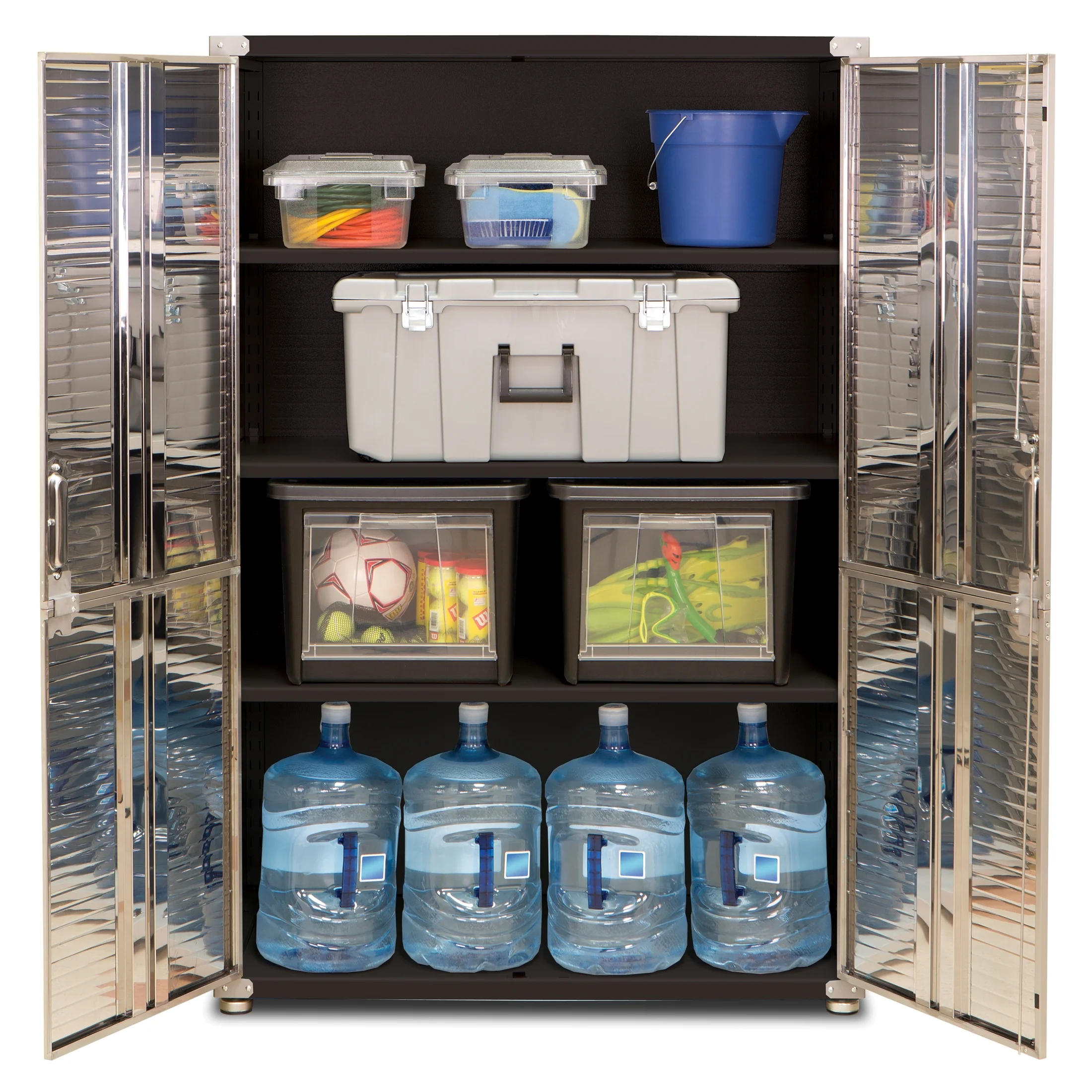 Seville Classics UltraHD? Heavy Steel Lockable Organizer Locker Storage Cabinet, 48" W x 24" D, Red - Image 28