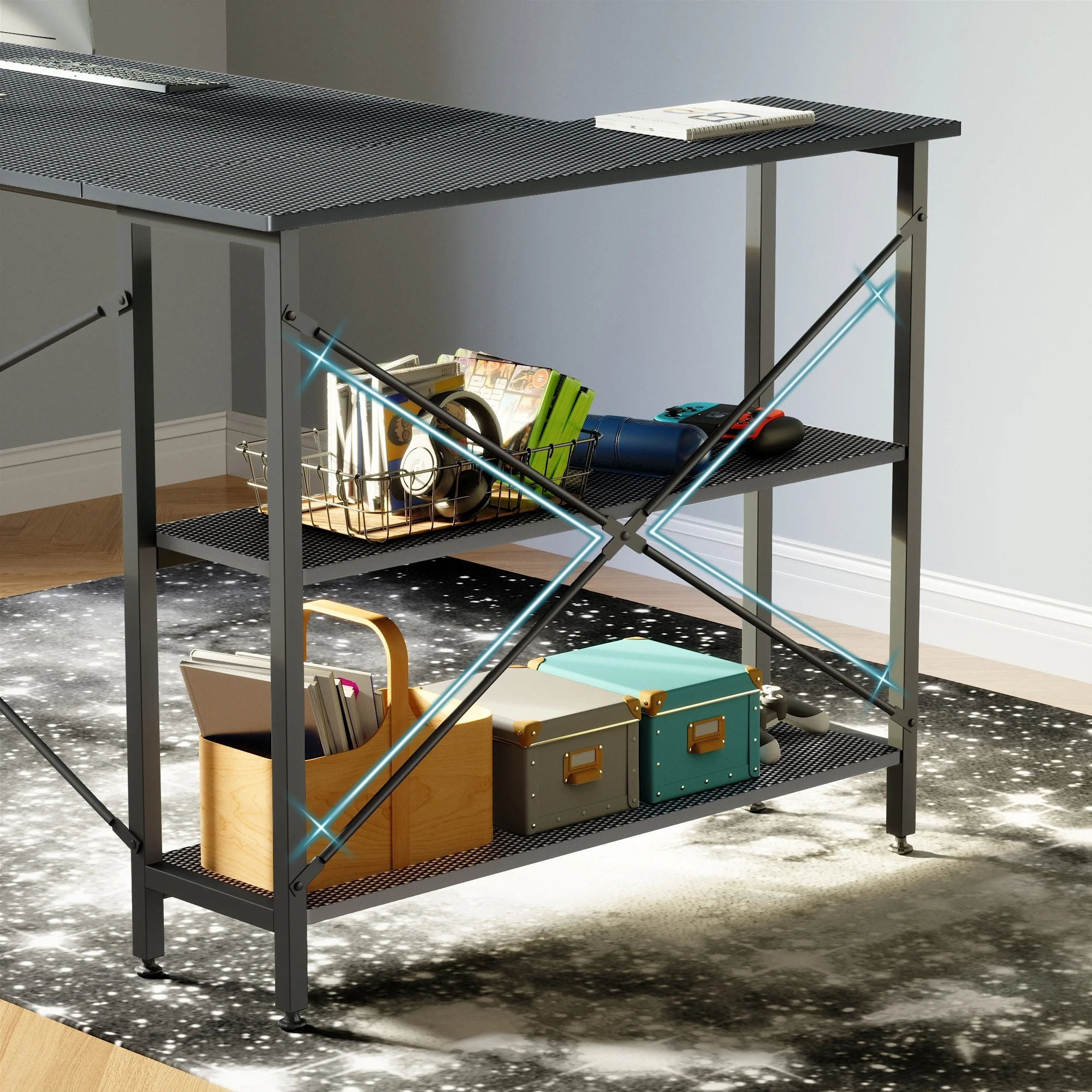 Small L Shaped Computer Desk with Storage Shelves, Compact Corner Workstation for Home Office and Study - Image 71