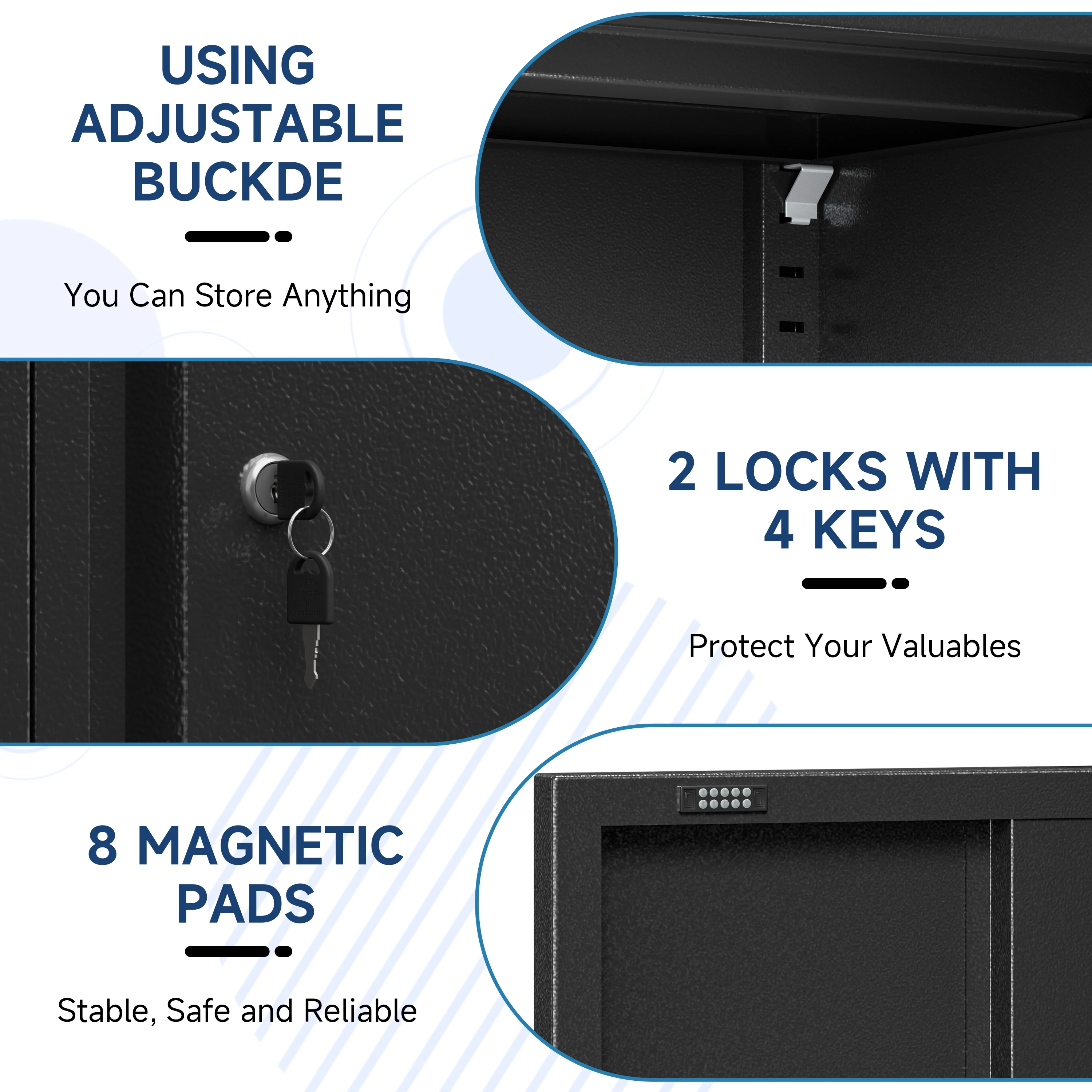 Metal Storage Cabinet with Wheels,Tool Storage Cabinet with Doors and Shelves Adjustable,Heavy Duty Garage Storage Cabinet,Steel Locking Storage Cabinet for Garage/Warehouse/Office/School/Home-Black - Image 16