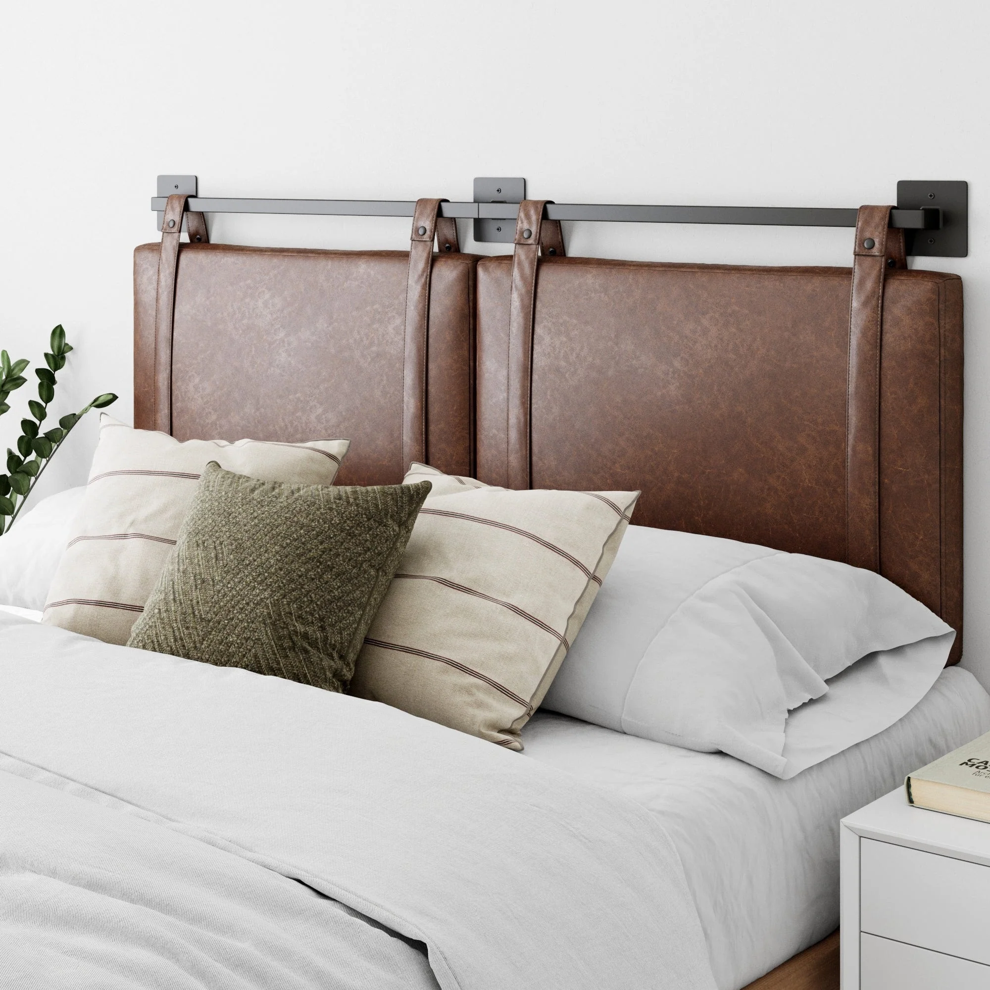 Wall Mount Upholstered Headboard with Metal Rail - Modern Bedroom Headboard - Image 6