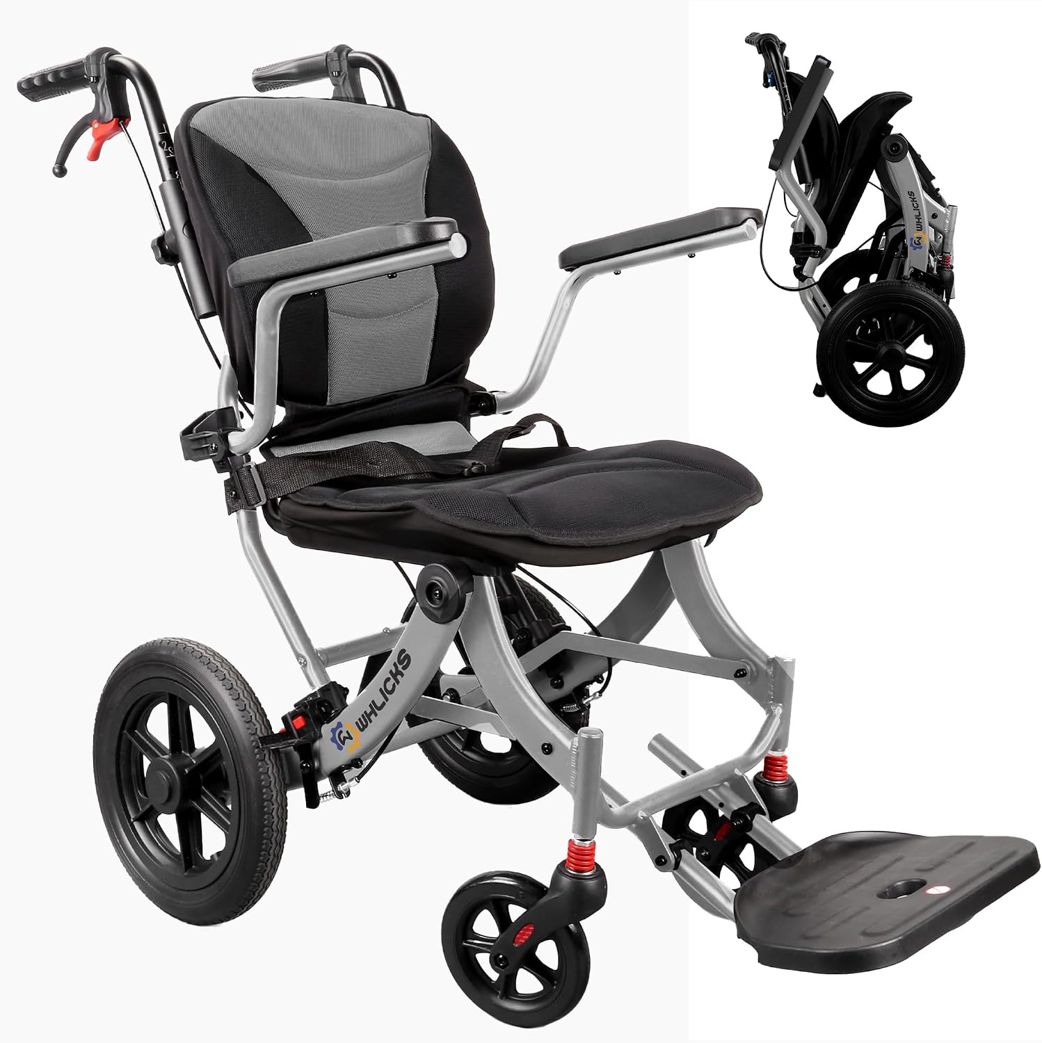 Wheelchairs for Adults Transport Chair Lightweight Foldable with Telescopic Handle,17" Width Compact Portable Folding Travel Wheel Chairs for Seniors - Image 7