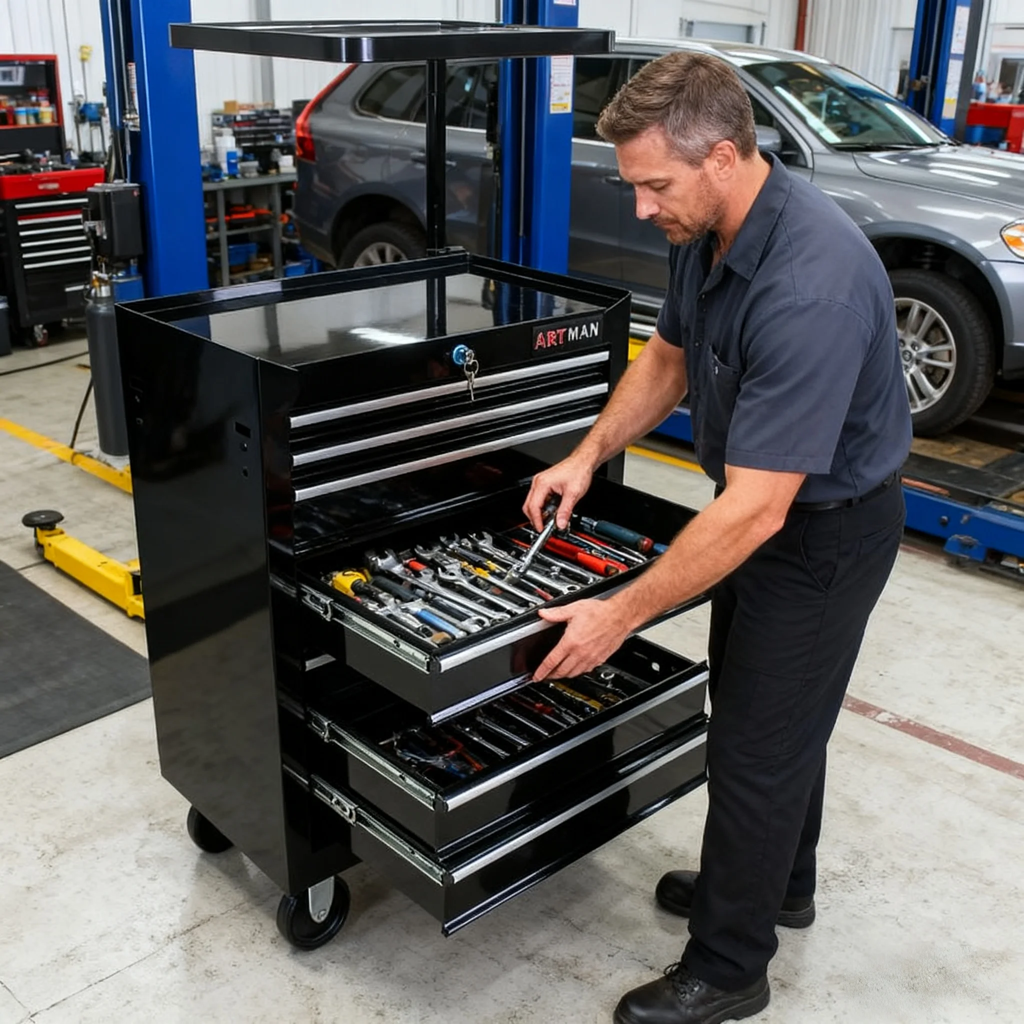 ARTMAN 7 Drawer Tool Rolling Storage Cart ,Tool Boxes Tool Chest with Wheels and Drawers for Garage Workshop Warehouse - Image 4