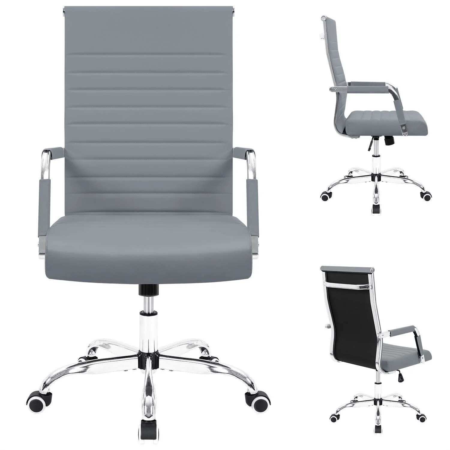 Ergonomic Ribbed Office Chair, Modern Computer Desk Chair with Comfortable Upholstered Seat for Home and Office - Image 14