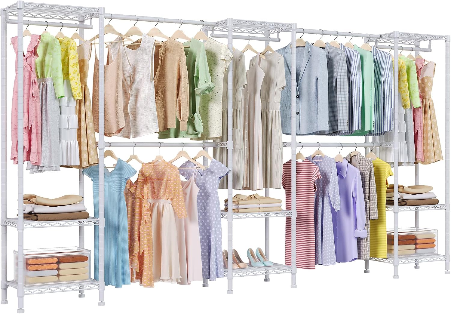 H11 Heavy Duty Clothes Rack White Clothing Rack for Hanging Clothes - Image 2
