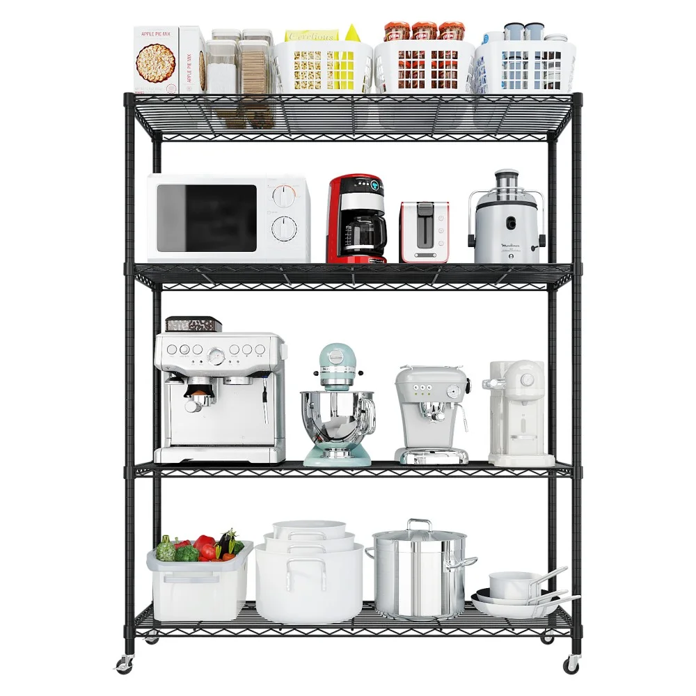 IVV 5-Tier Wire Shelving Unit with Wheels, 3125LBS NSF Heavy Duty Adjustable Metal Storage Rack for Garage,Pantry,Kitchen,Business,Warehouse, 59.06"W x 17.72"D x 74.02"H (Black) - Image 7